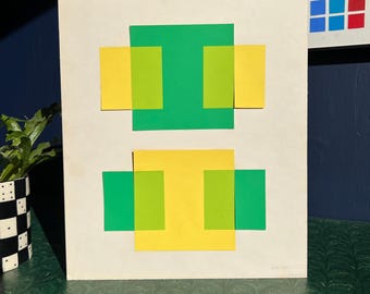 1960's Vintage Albers Style Color Study Paper Collage