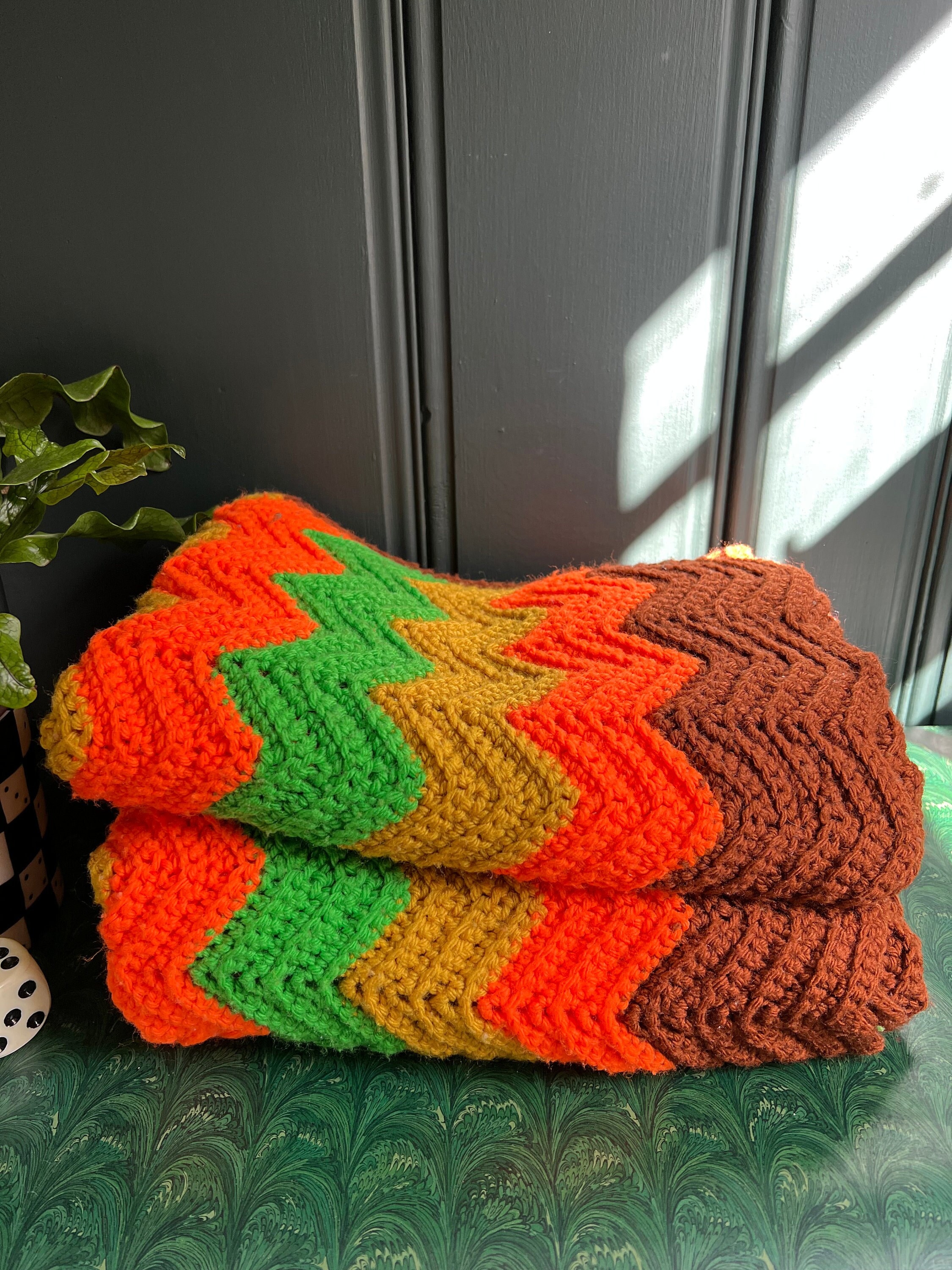 US vintage Granny Blanket Zigzag