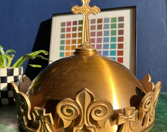 Vintage Religious Crown Plug In Wall Sconce From Church