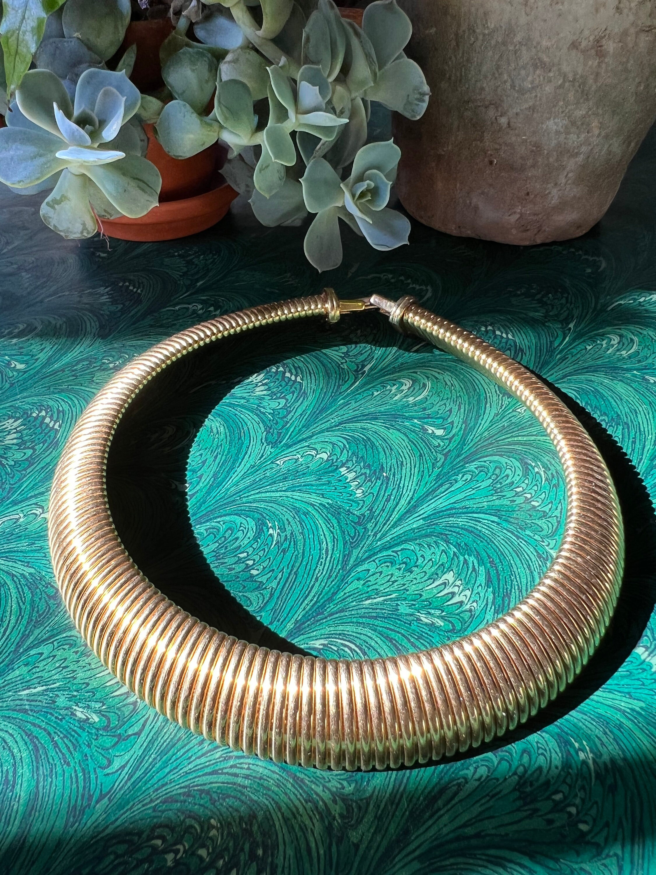 1980's Chunky Vintage Tubogas Collar Costume Necklace by