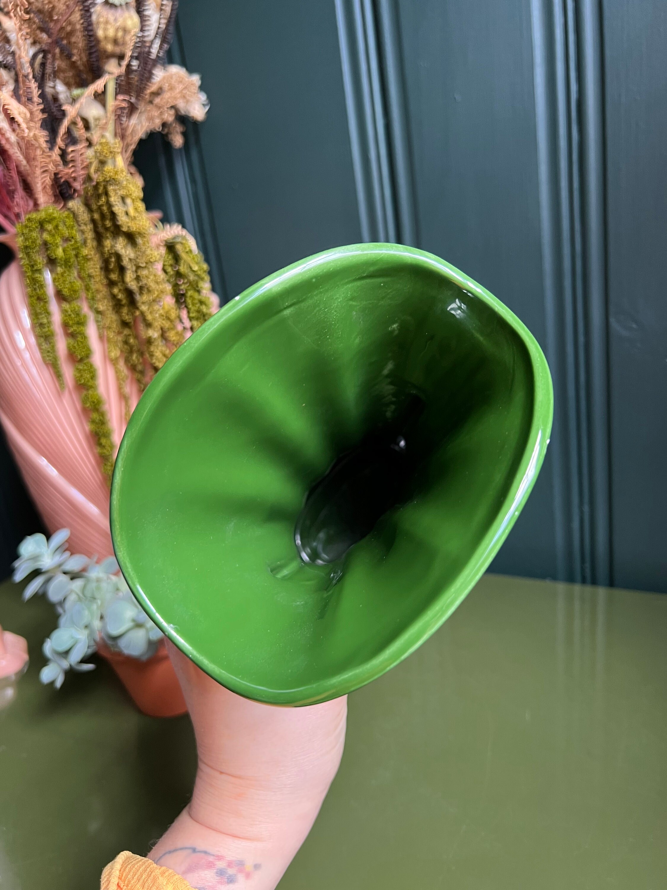 Vintage Green Ceramic Vase