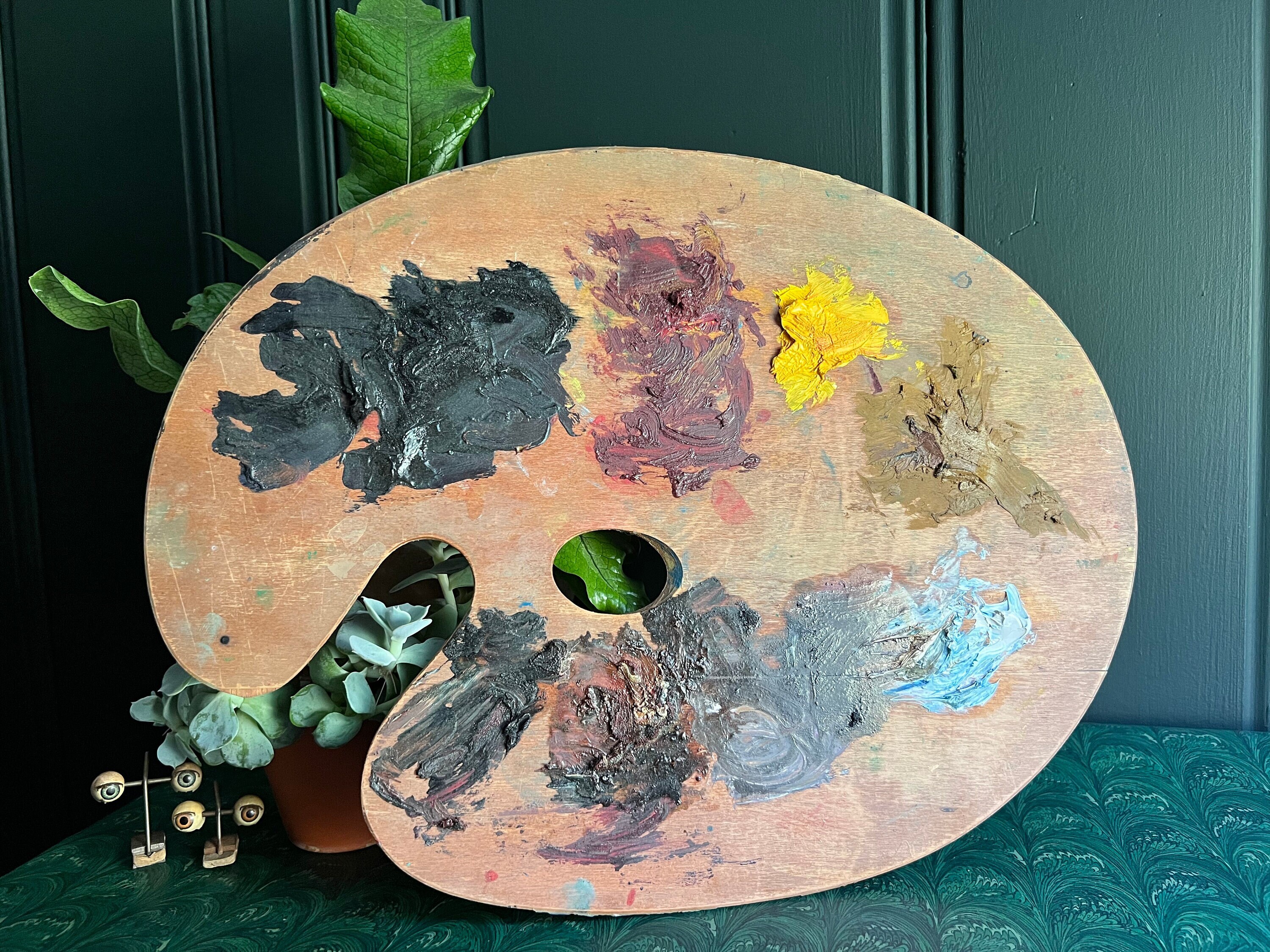 Vintage Painters Pallet With Paint