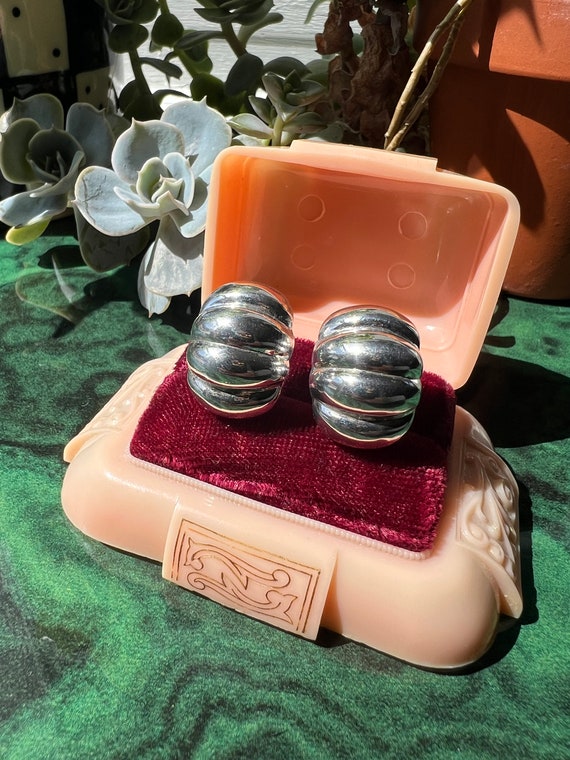 Chubby Vintage Sterling Silver Clip-On Earrings