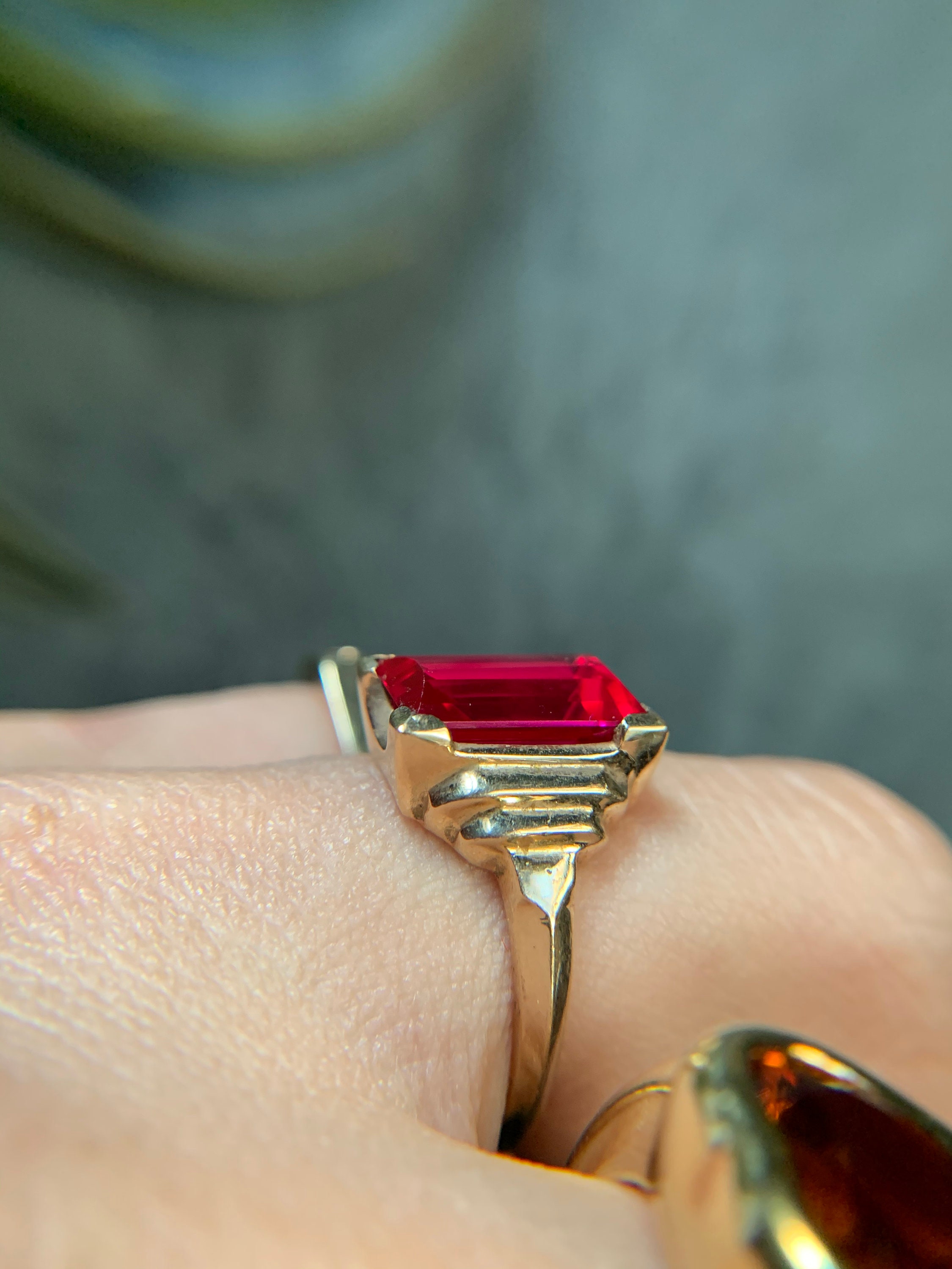 Vintage 10k Yellow Gold Ruby Ring