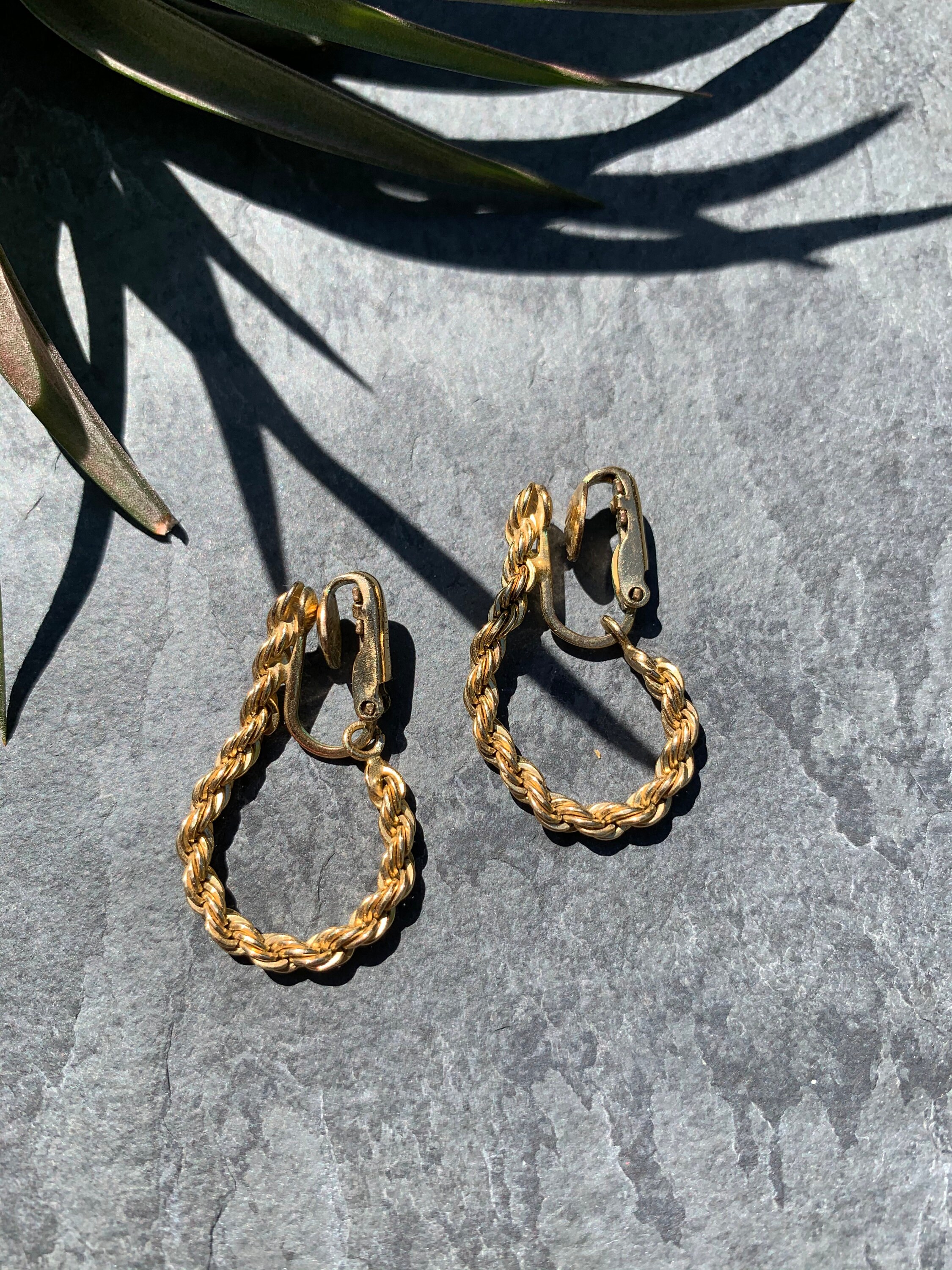 Vintage 14K Gold Filled Twisted Rope Hoop Earrings