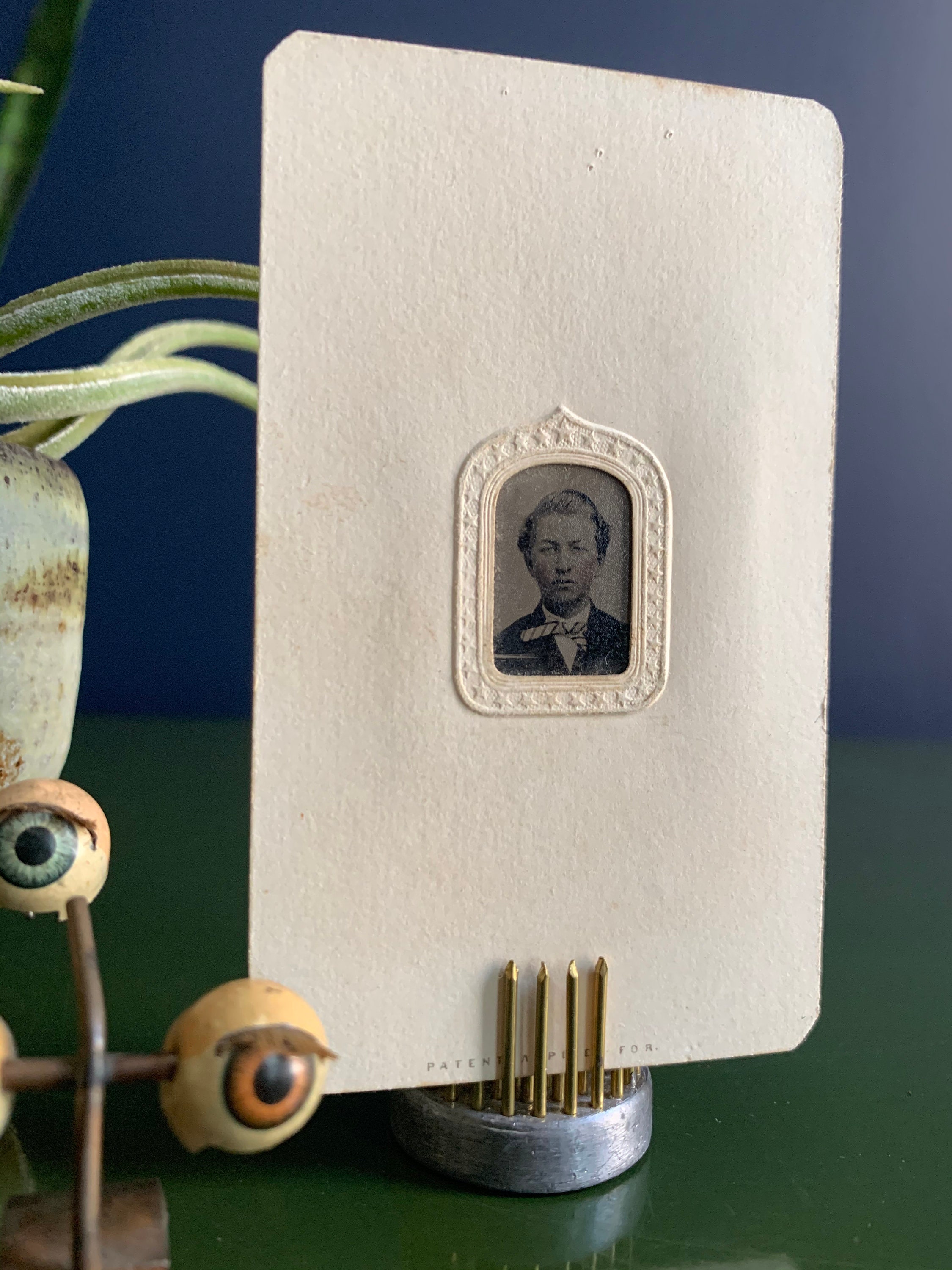 Antique Tintype Portrait In Original Embossed Paper Frame