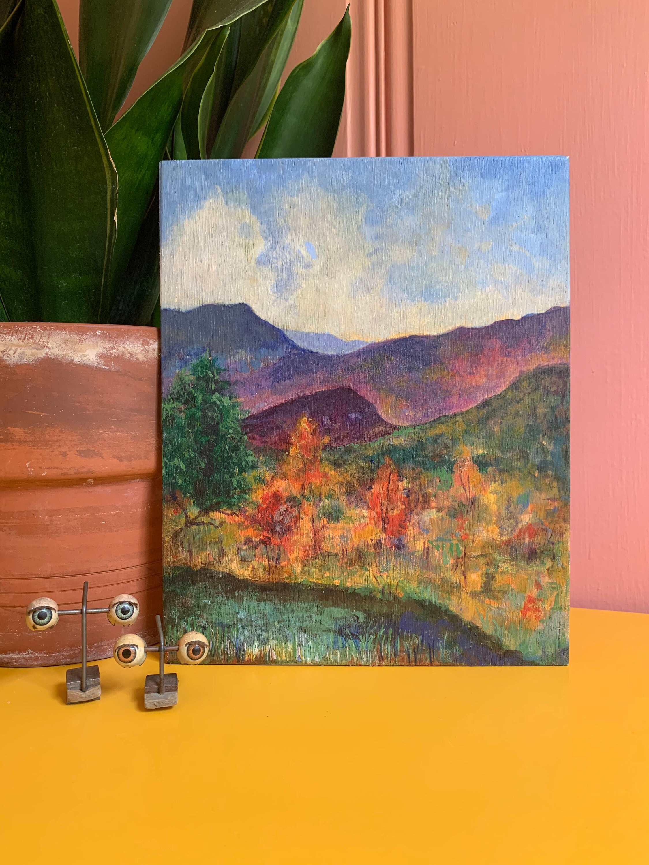 Original Landscape Oil Painting On Wood Panel