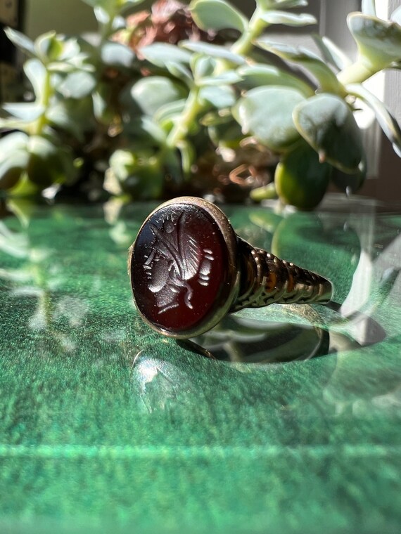 Antique 10k Gold Carved Sardonyx Cameo Ring