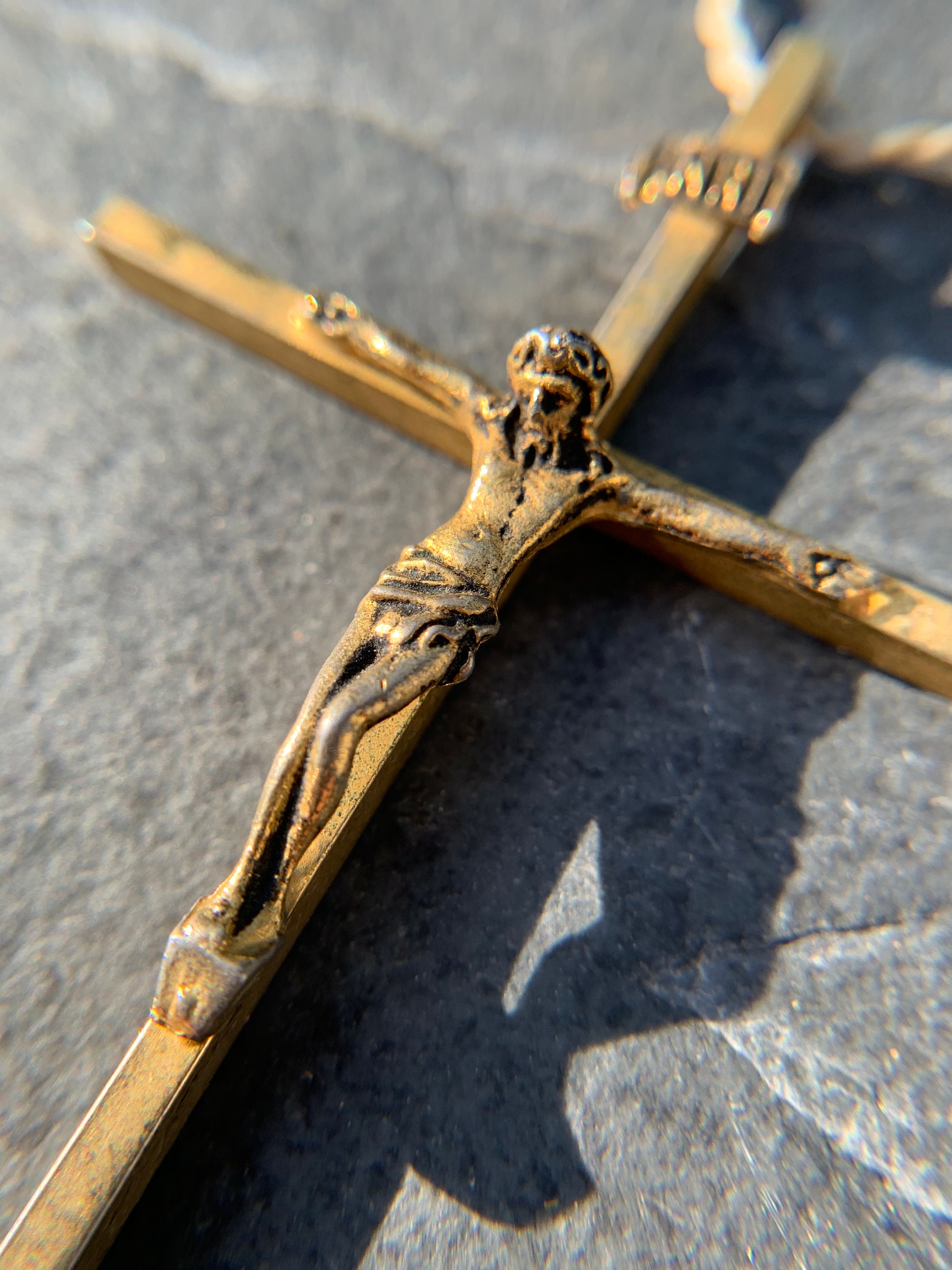 Vintage Brass Pectoral Crucifix
