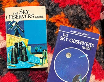 Pair Of Vintage Sky Observers Golden Guide Books, 1960's and 1980's