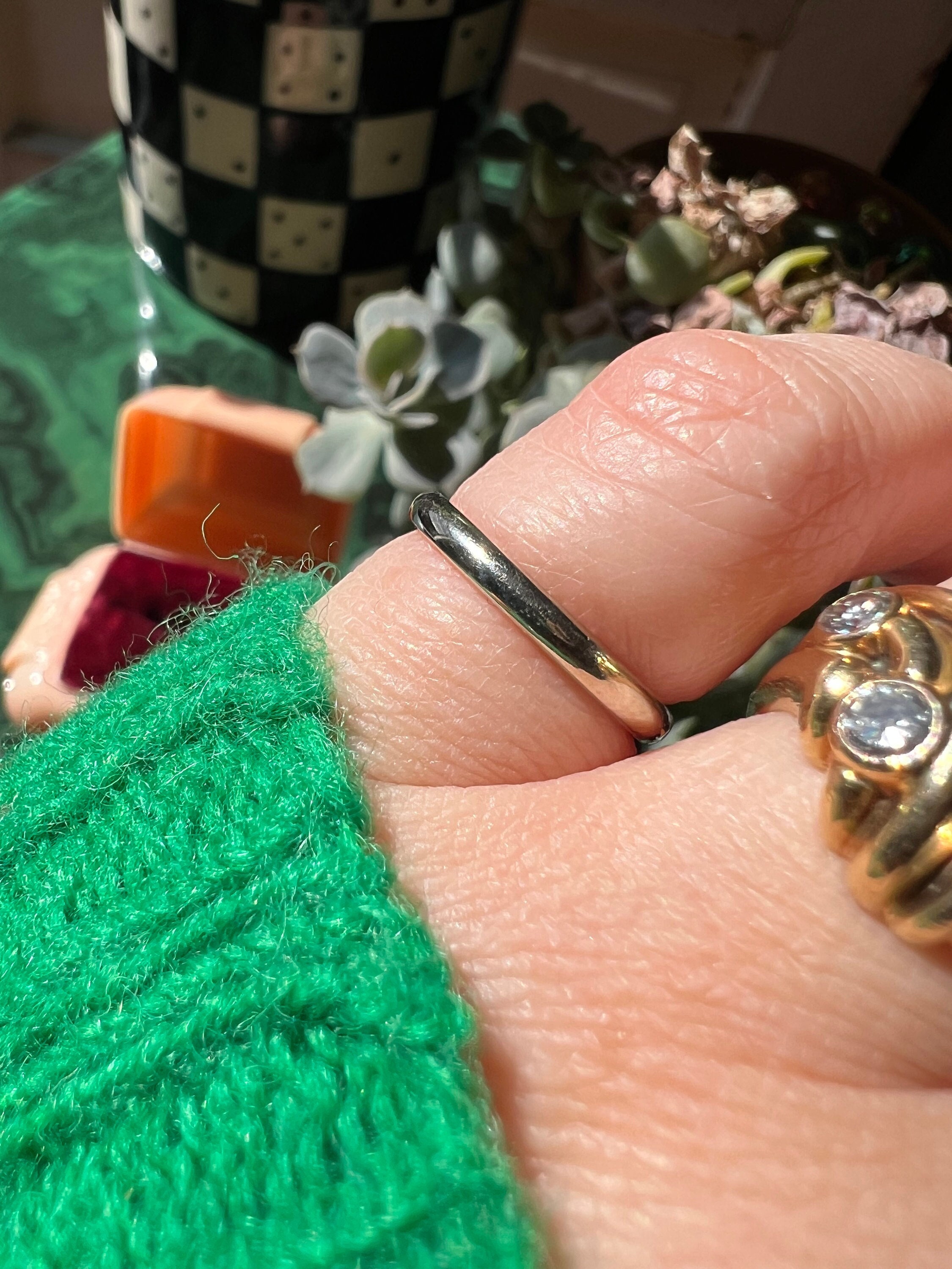 Vintage 14k White Gold Stacking Wedding Band