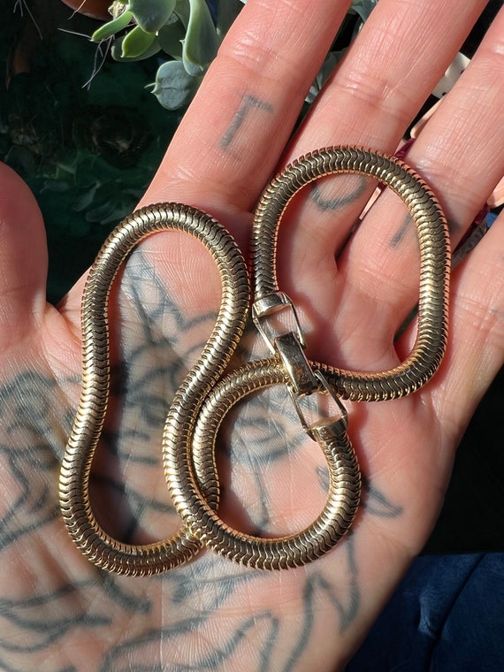 Vintage 14k Yellow Gold Italian Snake Chain Colla… - image 9