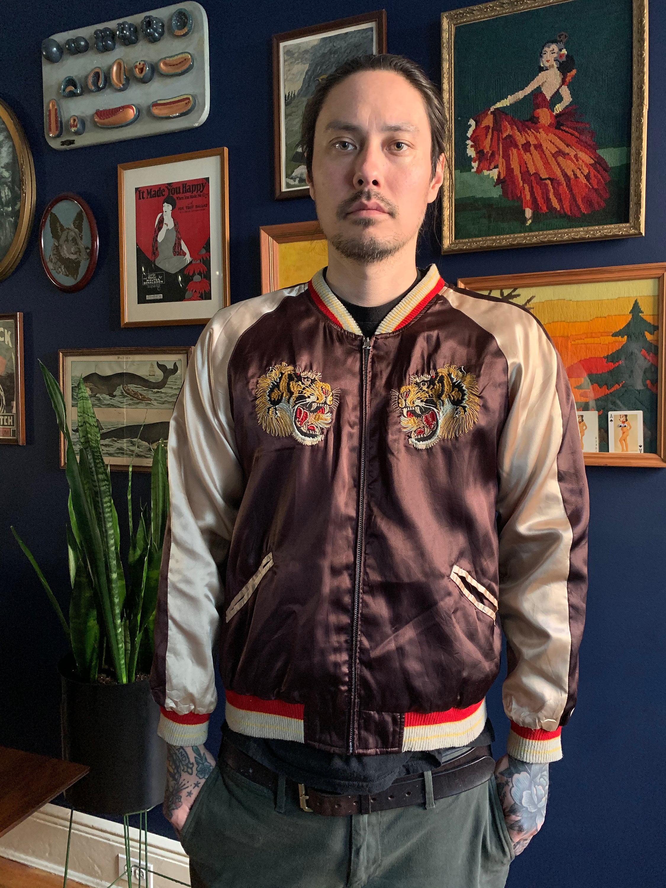 Authentic Sukajan Souvenir Jacket Embroidered With Tigers And Eagles