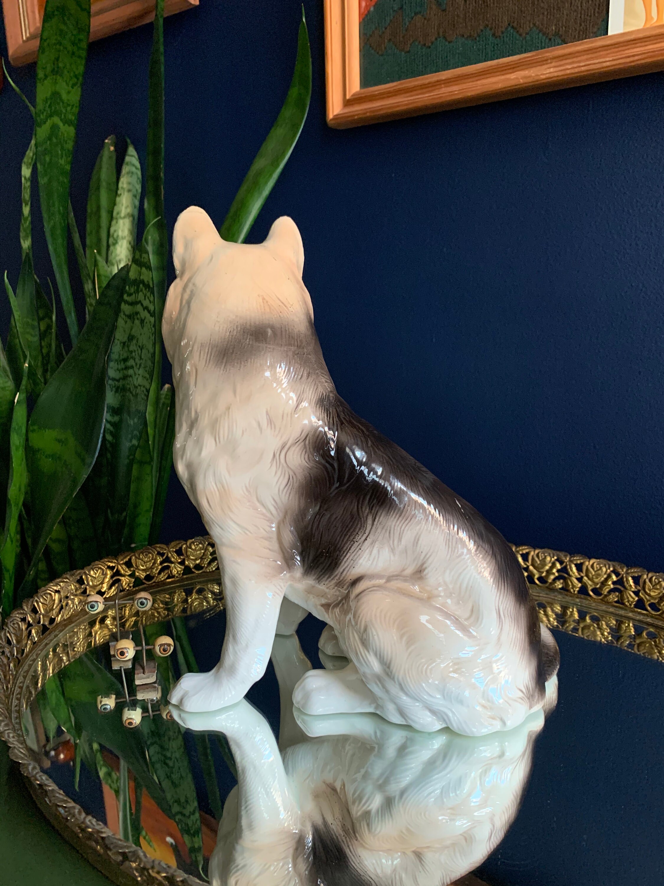 Large Ceramic German Shepherd Dog Statue