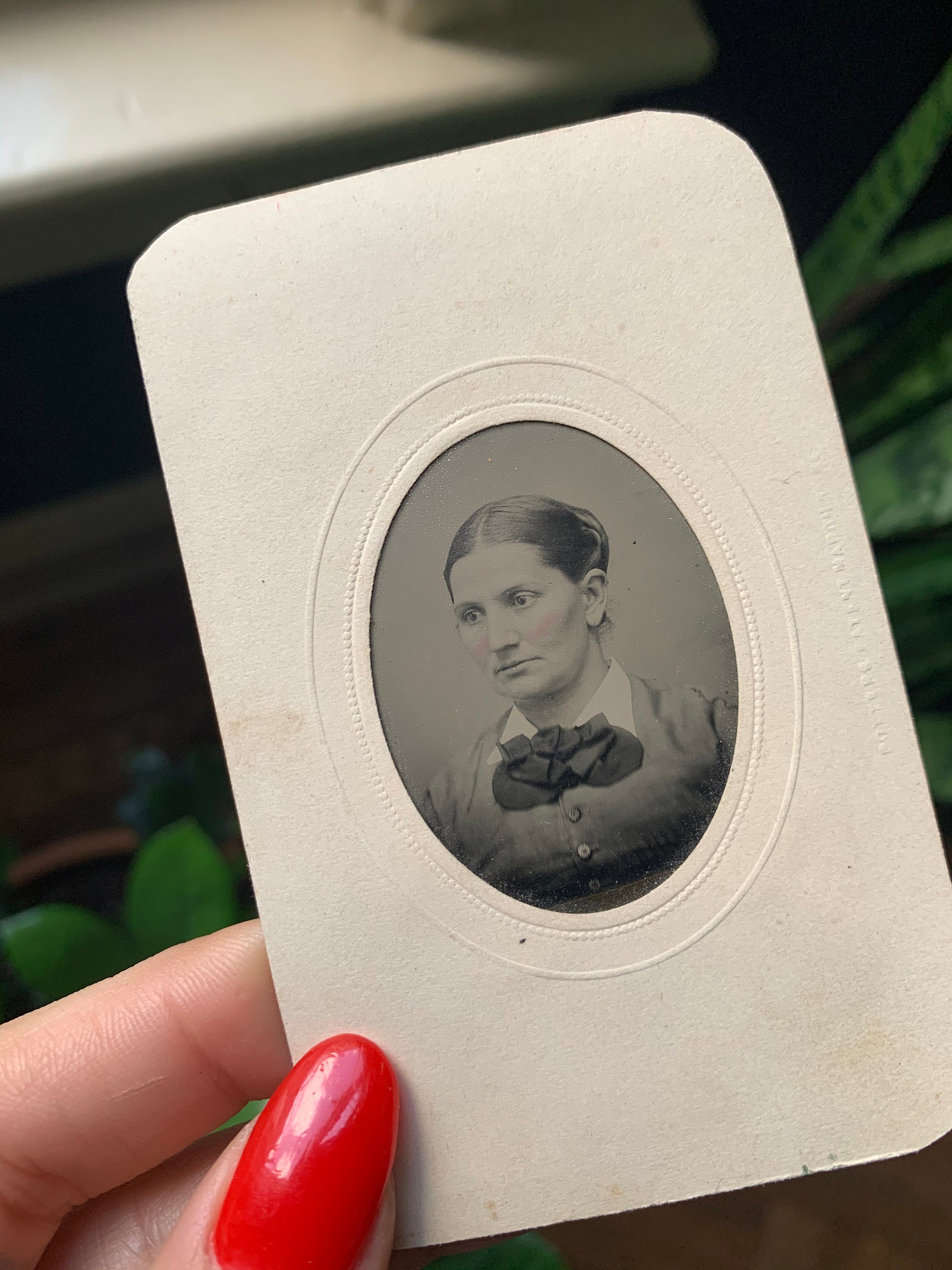 Antique Tintype Portrait In Original Embossed Paper Frame