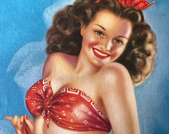 Original 1940's Vintage Billy De Vorss Calendar Pin Up Model Lithograph