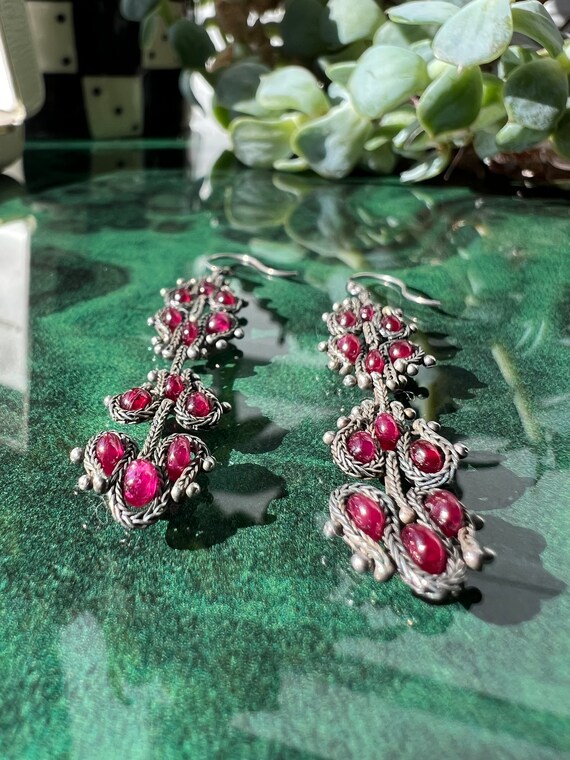 Sterling Silver Ruby Drop Earrings - image 8