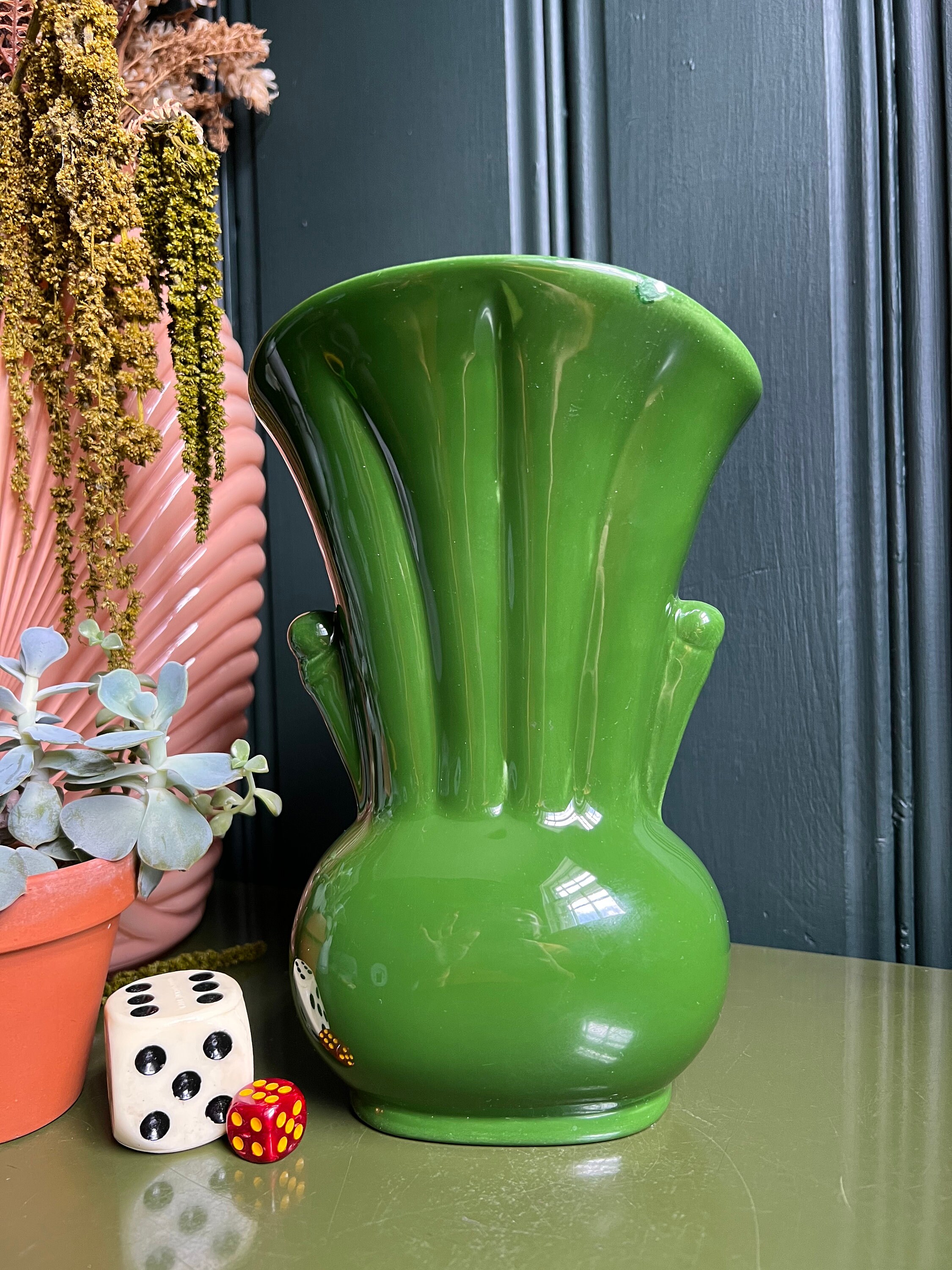 Vintage Green Ceramic Vase