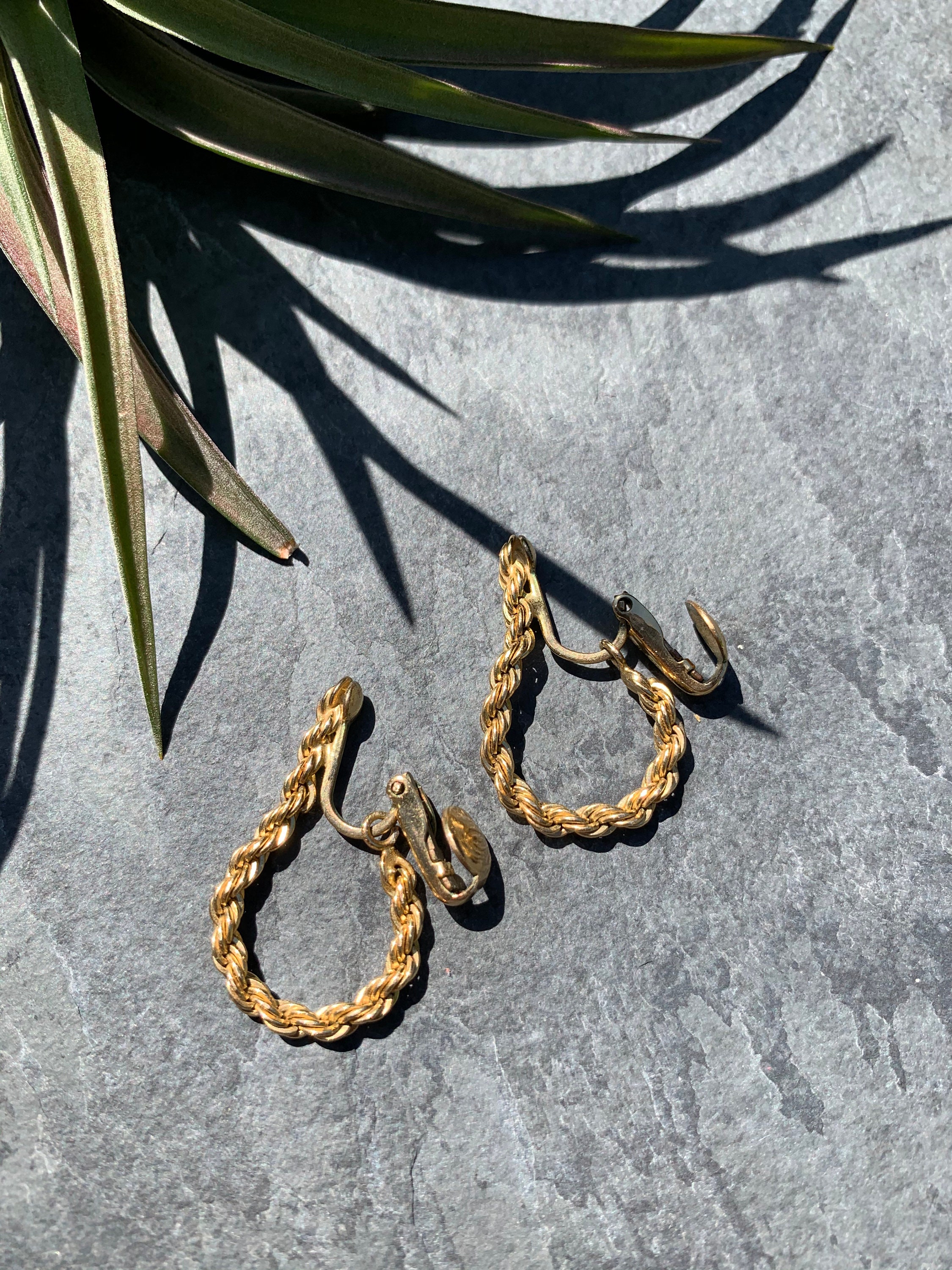 Vintage 14K Gold Filled Twisted Rope Hoop Earrings
