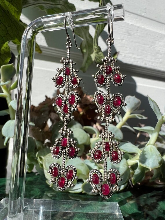 Sterling Silver Ruby Drop Earrings - image 9