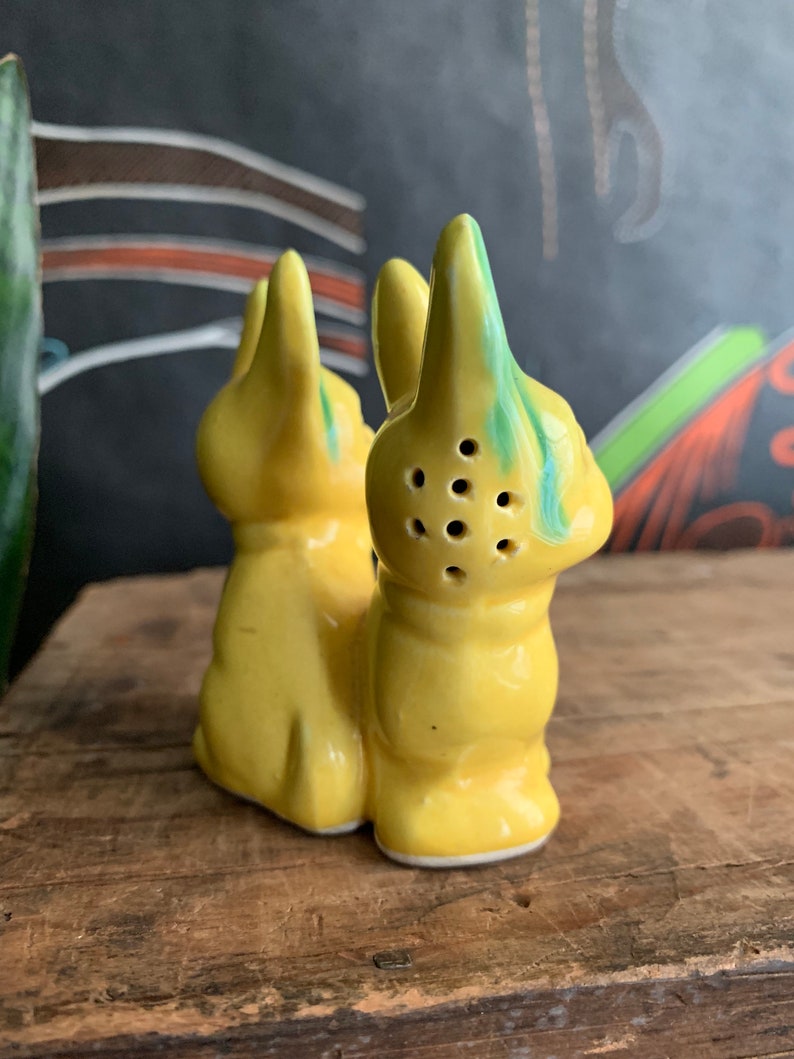 Ceramic Yellow Frenchie French Bulldog Salt and Pepper Shakers Made In Japan