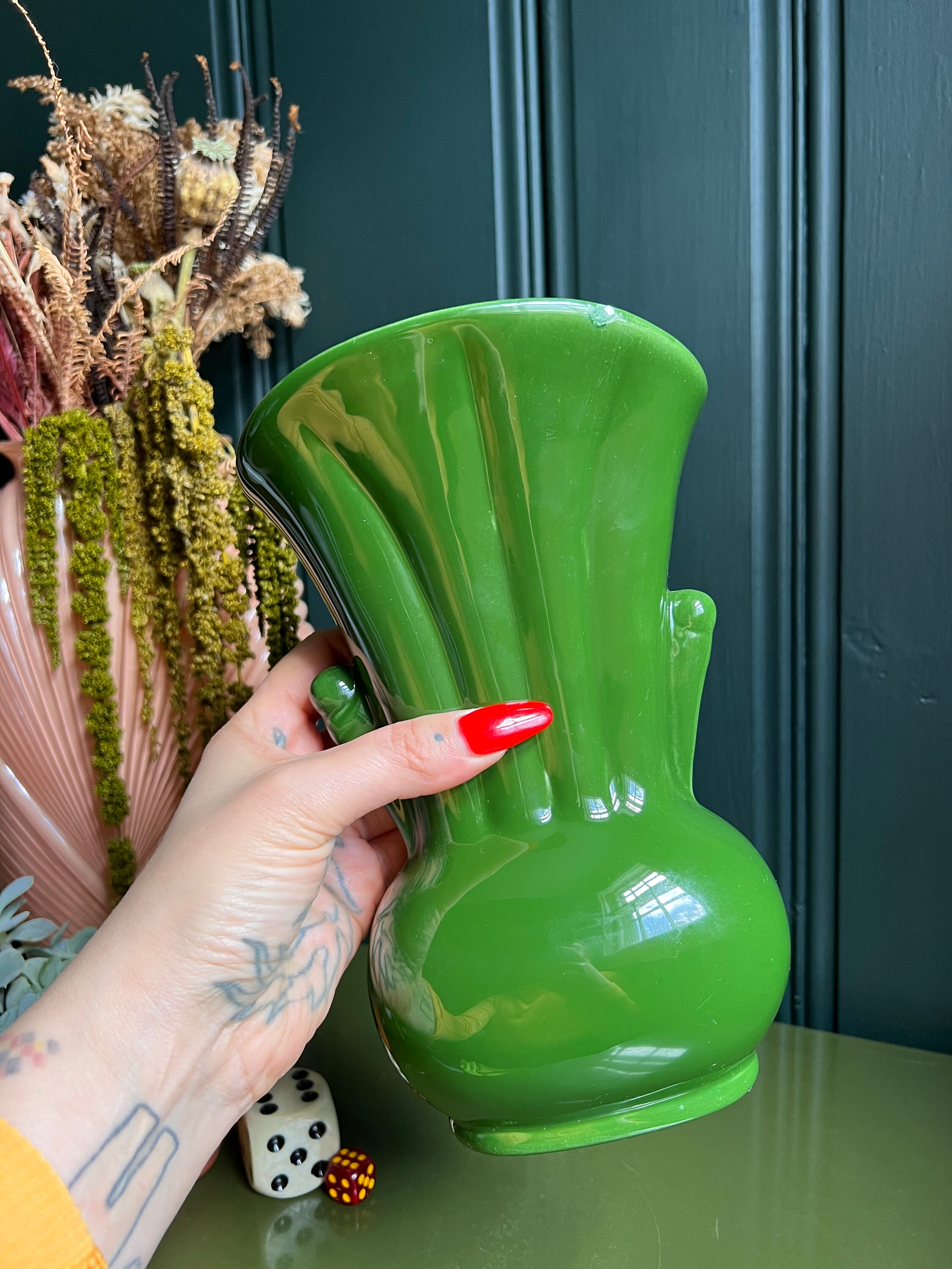 Vintage Green Ceramic Vase