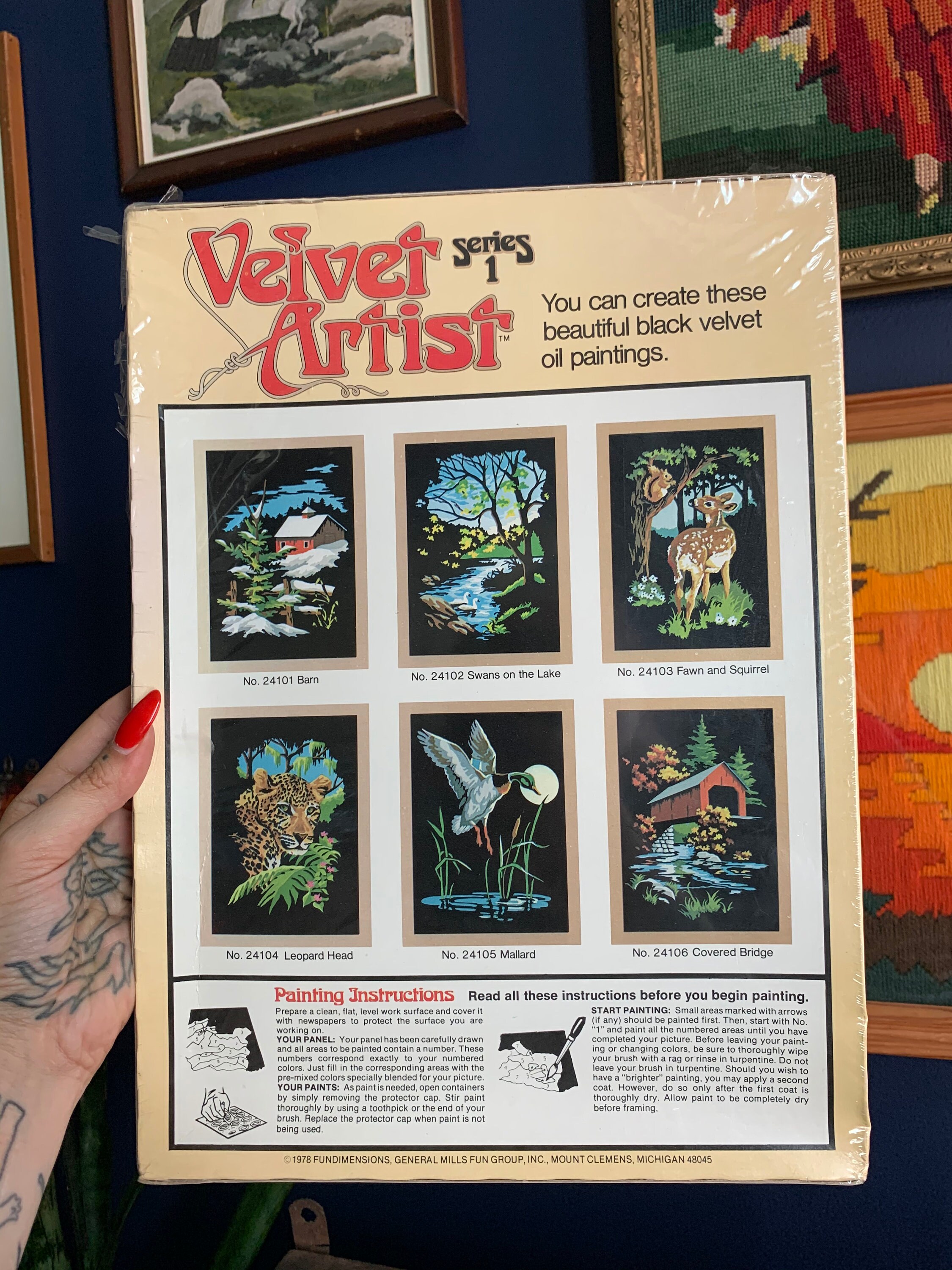 Vintage Craft Master Velvet Paint By Number Kit, Barn