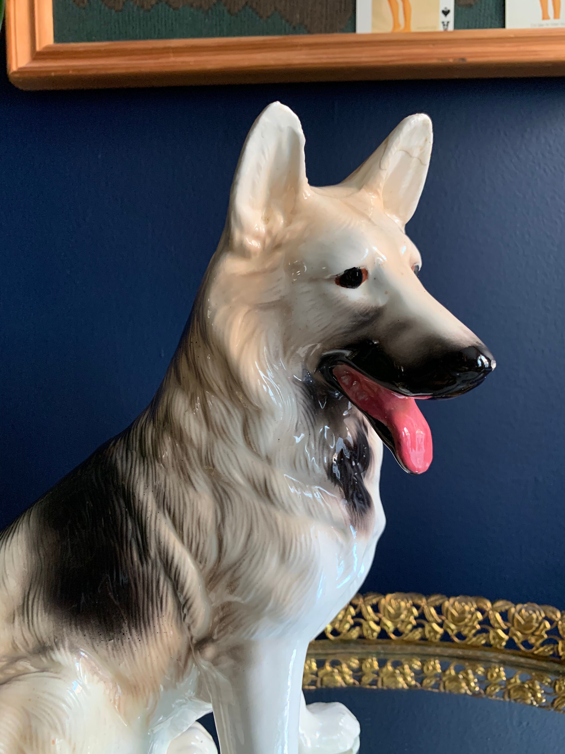 Large Ceramic German Shepherd Dog Statue