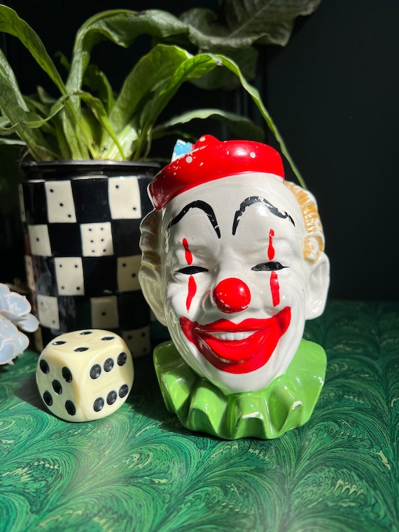 Vintage Ceramic Clown Head Piggy Bank