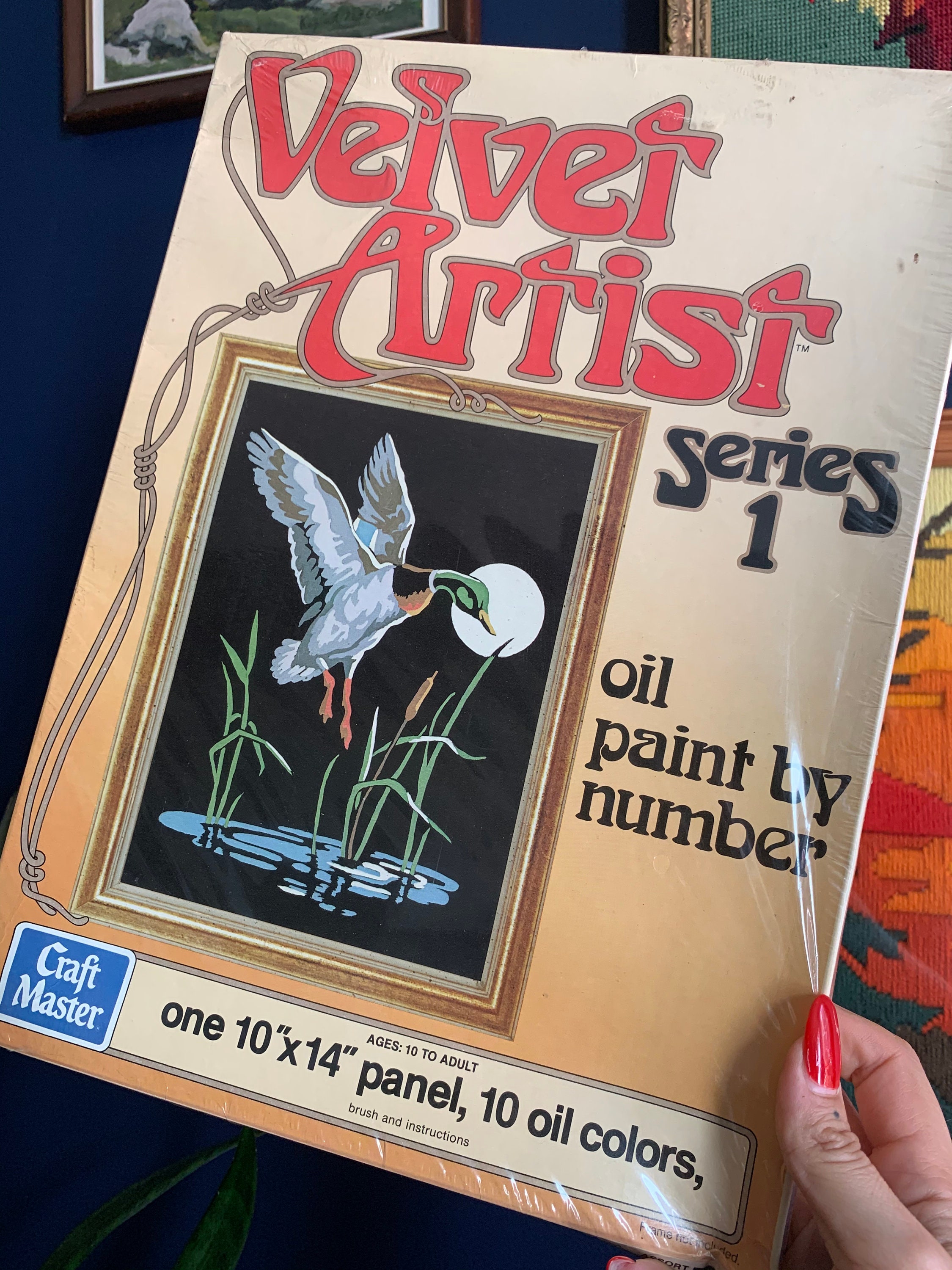 Vintage Craft Master Velvet Paint By Number Kit, Mallard