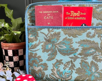 Vintage Floral Patterned Cloth Suitcase