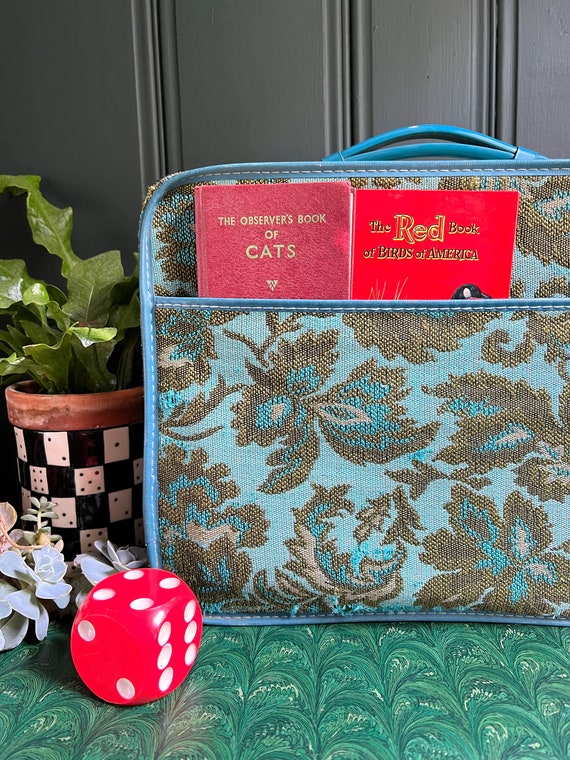 Vintage Floral Patterned Cloth Suitcase