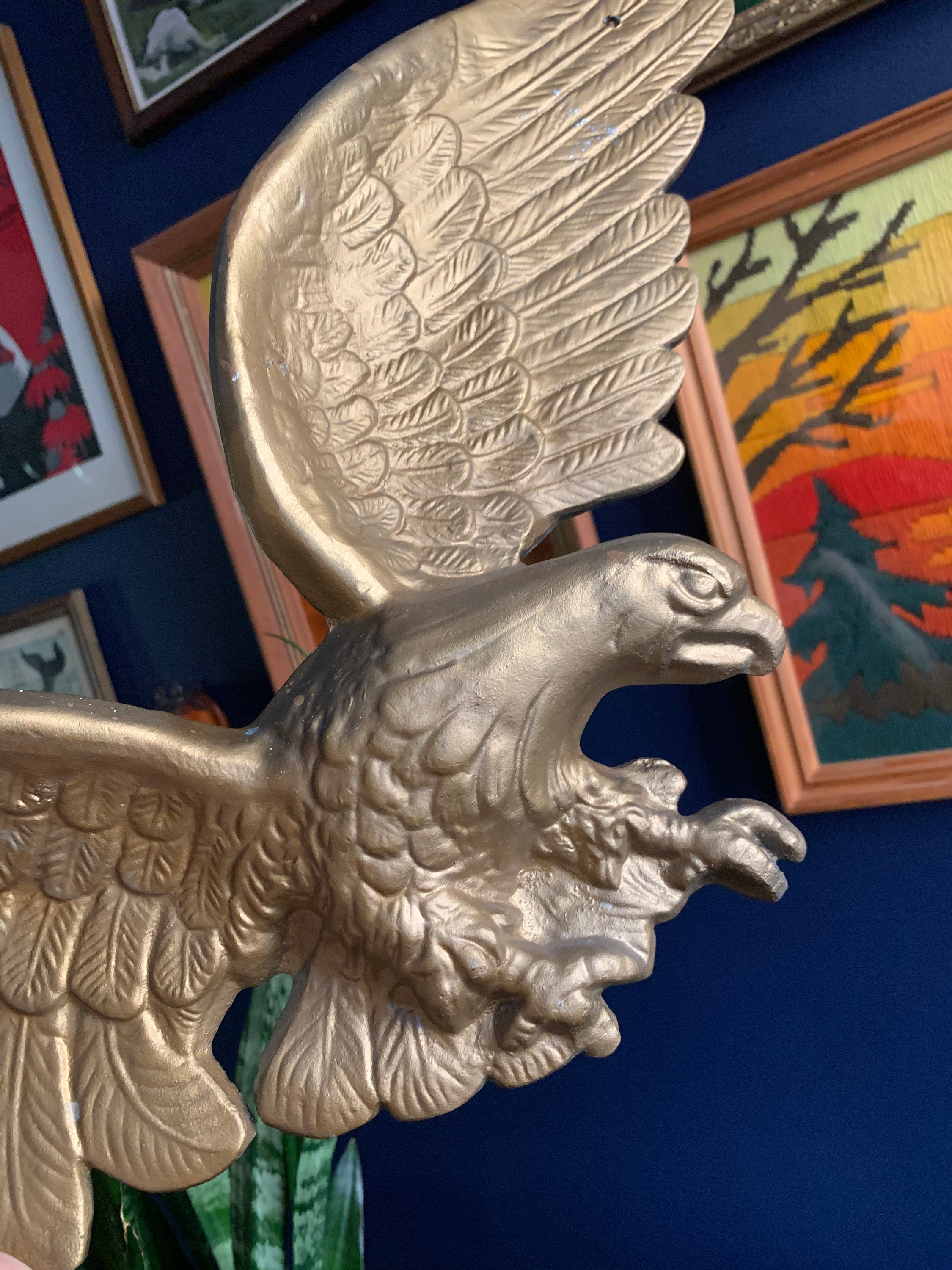 Large Cast Metal Eagle Wall Mount