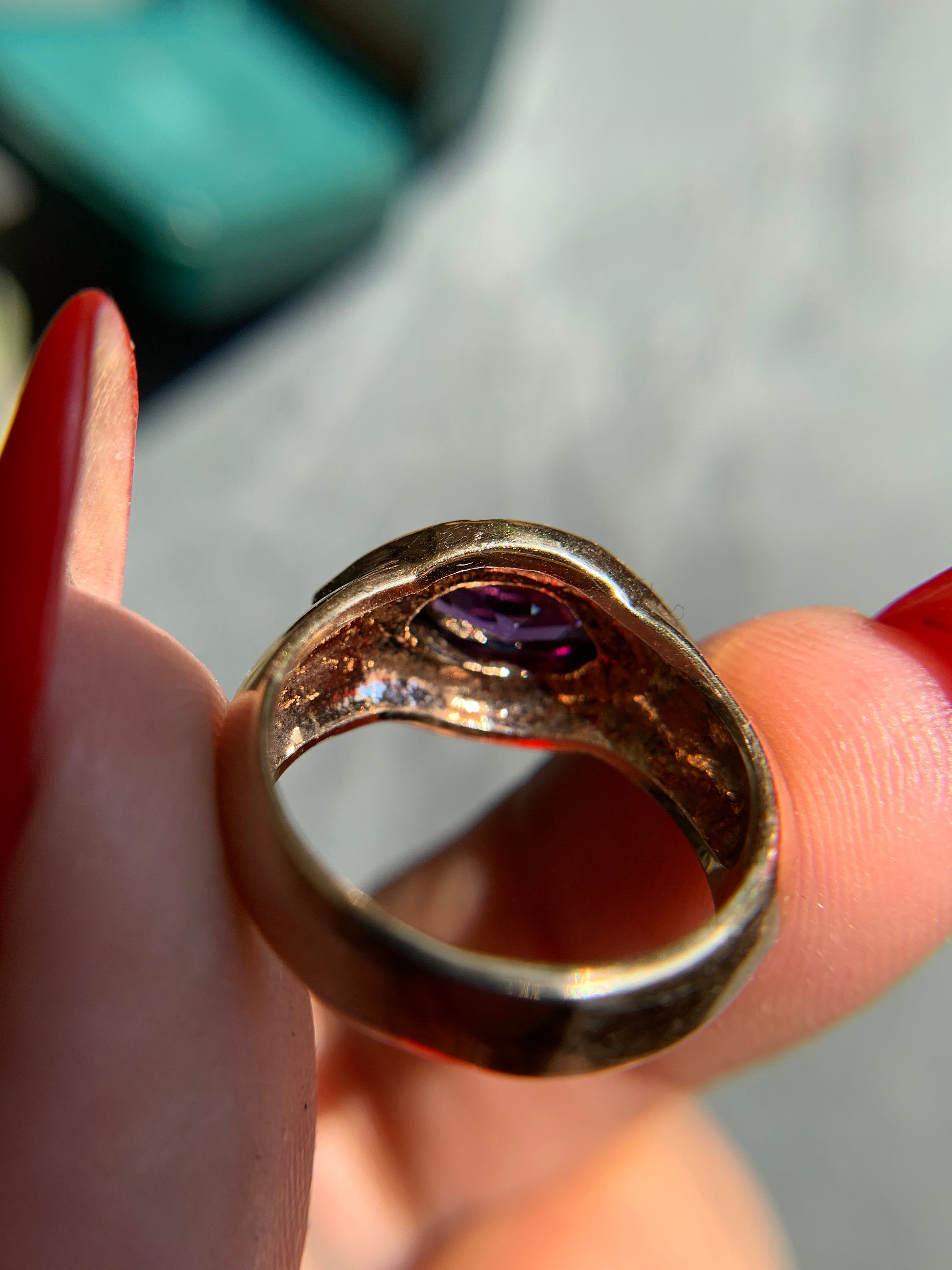 Vintage Gold Plated Amethyst Eye Ring