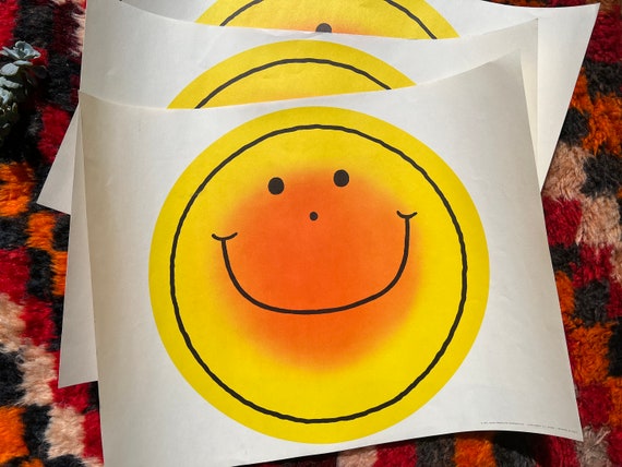 Rare Original 1970's Smiley Face Print By Acme Products