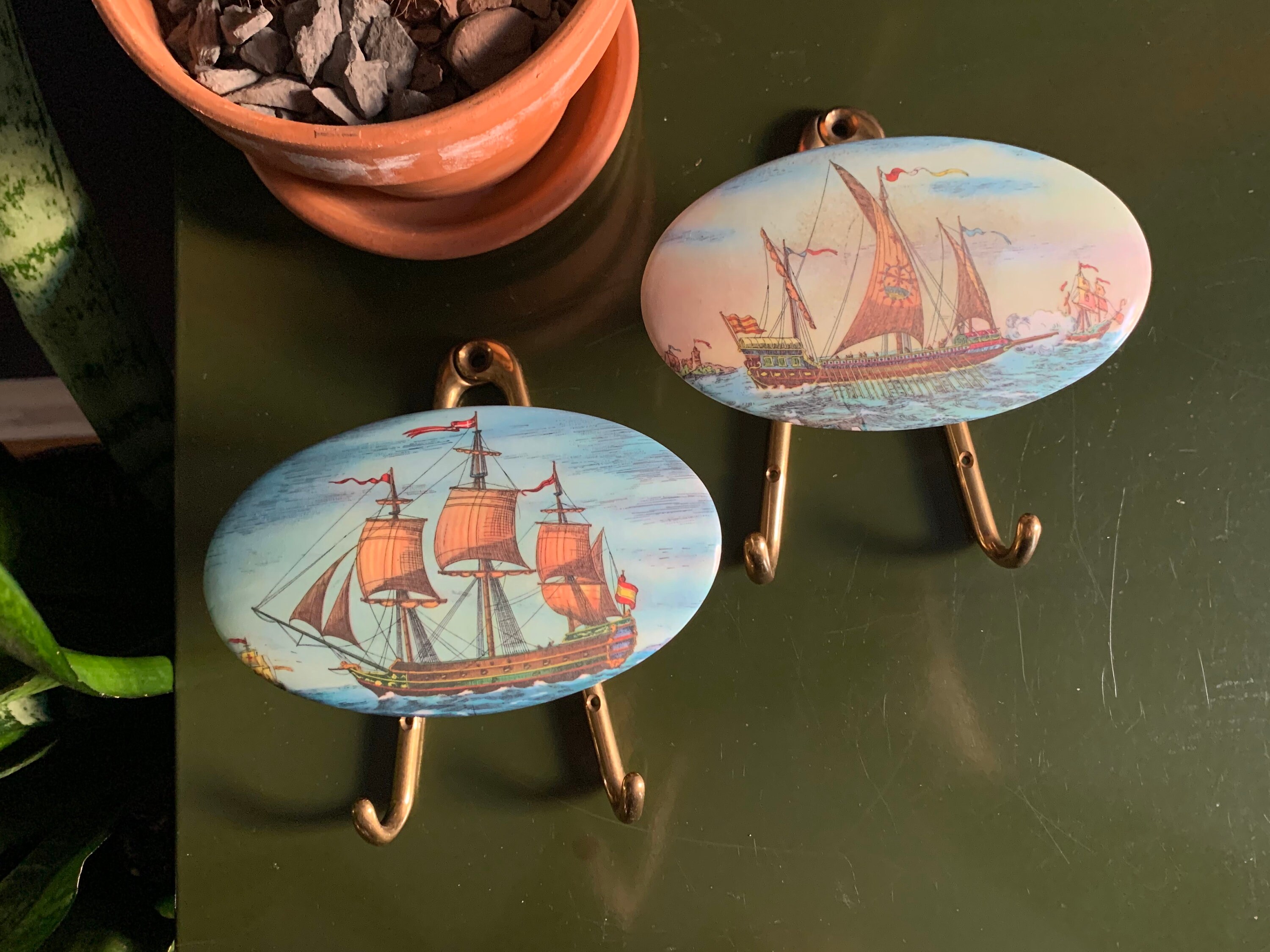 Pair Of Vintage Nautical Ship Wall Hooks By Modello Depositato