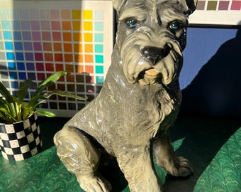 Vintage Life Size Schnauzer Statue by Marwal