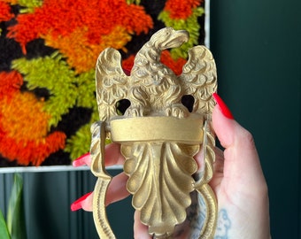 Solid Brass Eagle Door Knocker With Un-engraved Banner