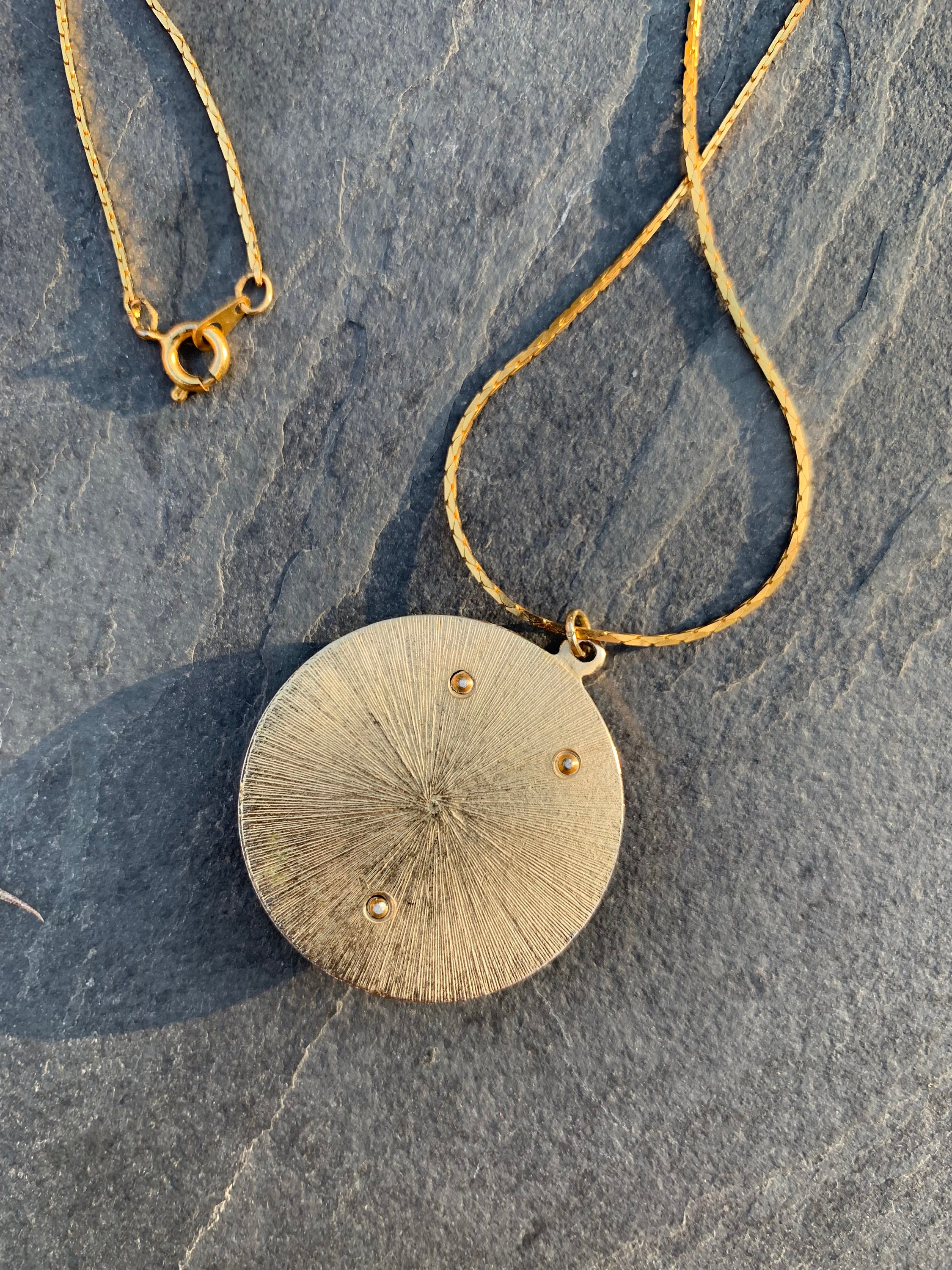 Large Vintage Playboy Medallion Charm Necklace In Gold