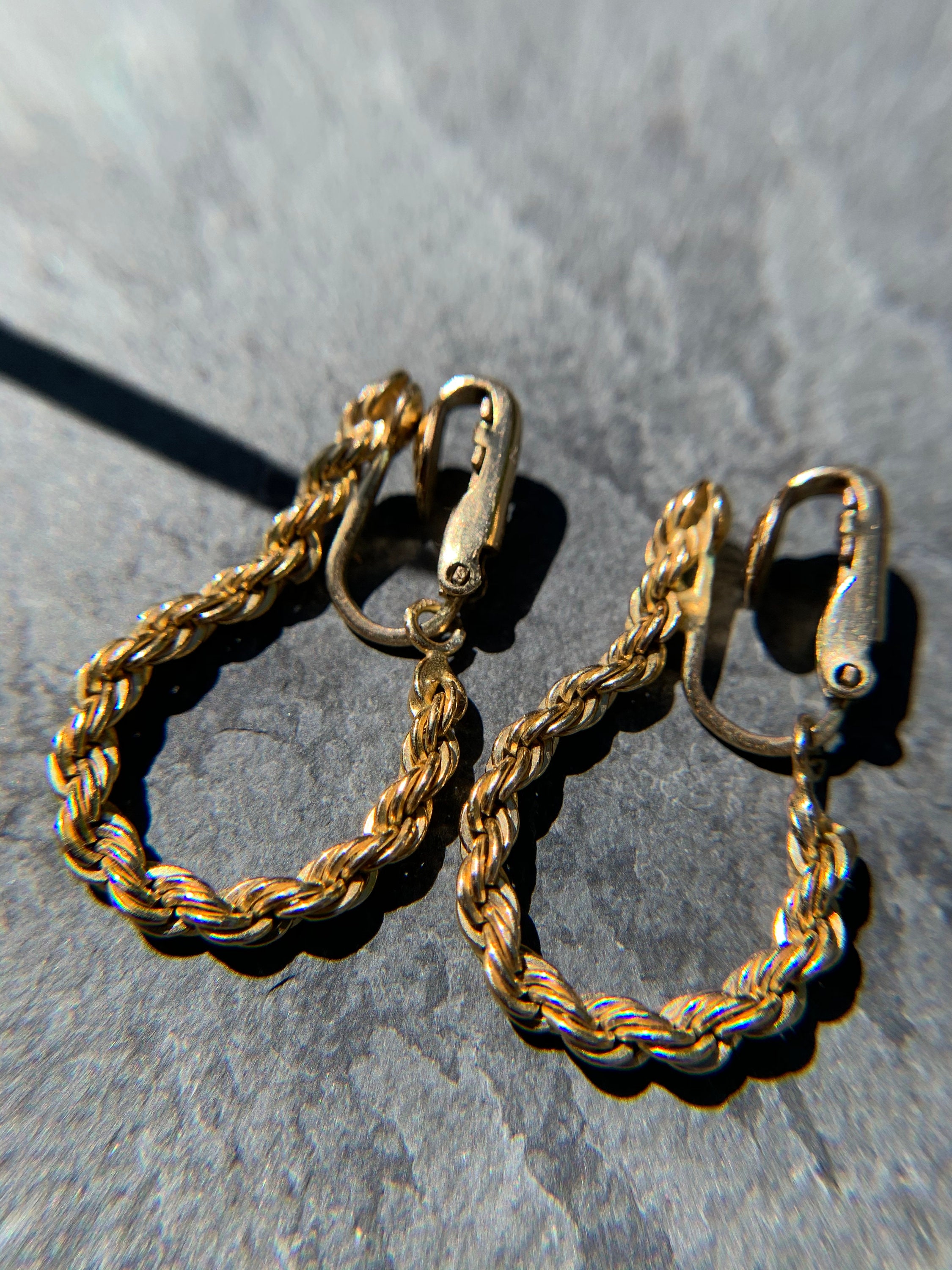 Vintage 14K Gold Filled Twisted Rope Hoop Earrings