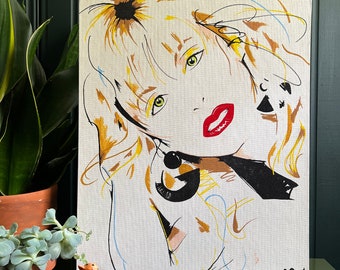 Original Signed Portrait Painting, 1991