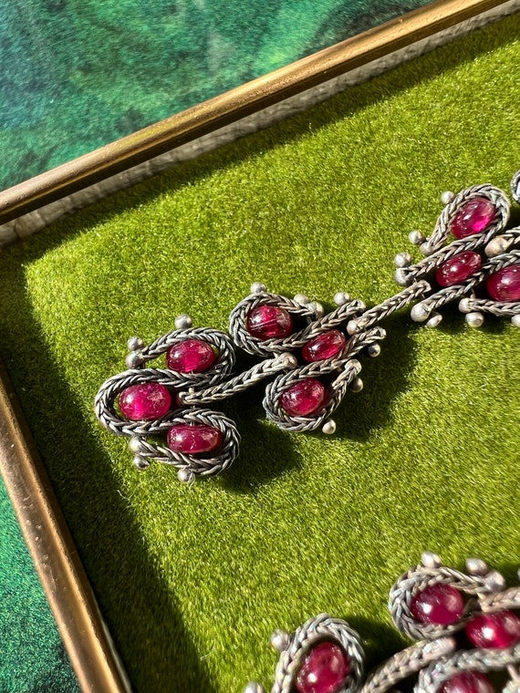Sterling Silver Ruby Drop Earrings - image 5