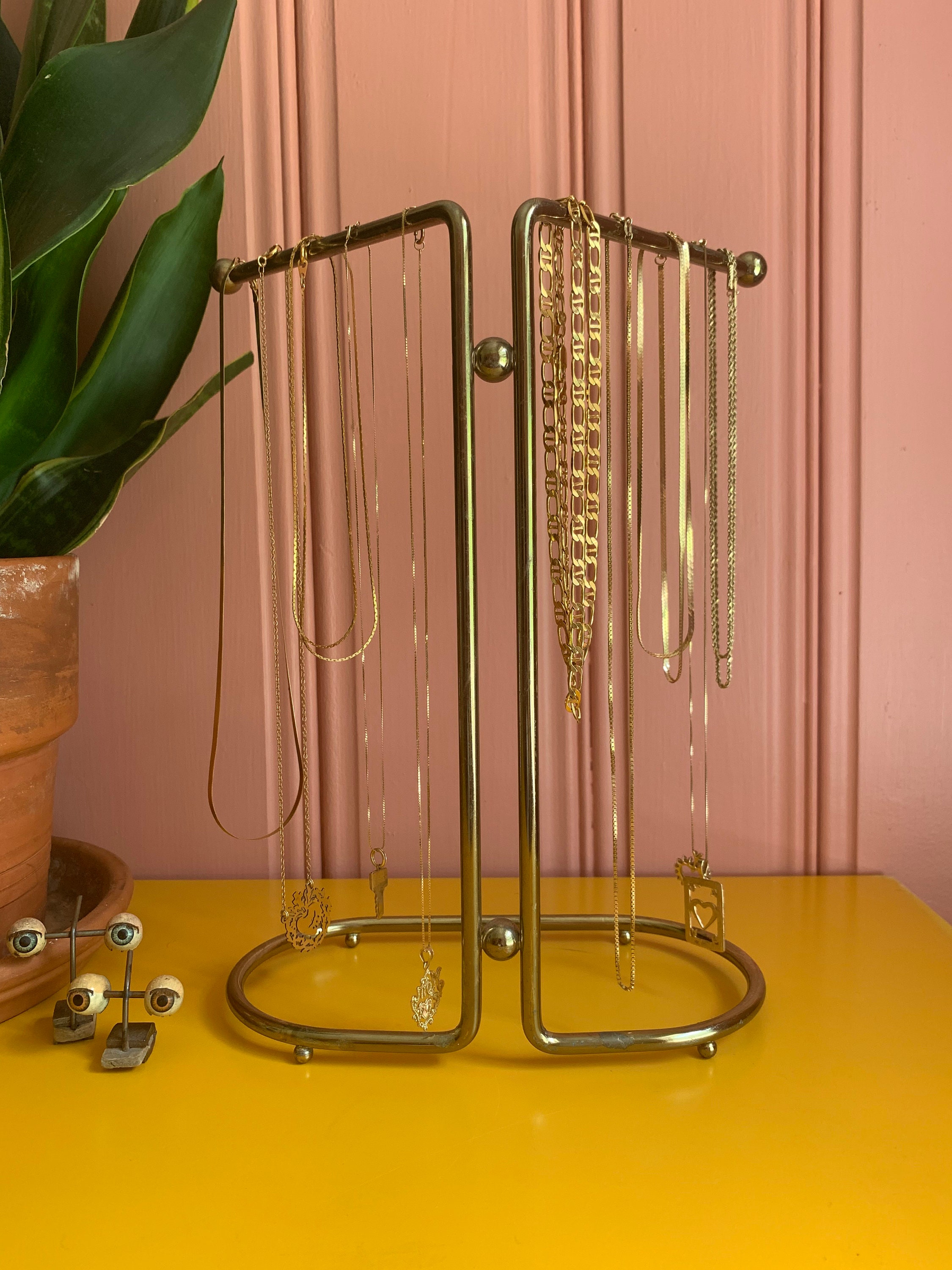 Vintage freestanding Brass Hand Towel Rack Or Necklace Holder