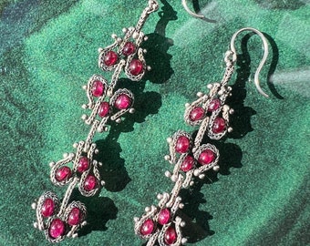 Sterling Silver Ruby Drop Earrings