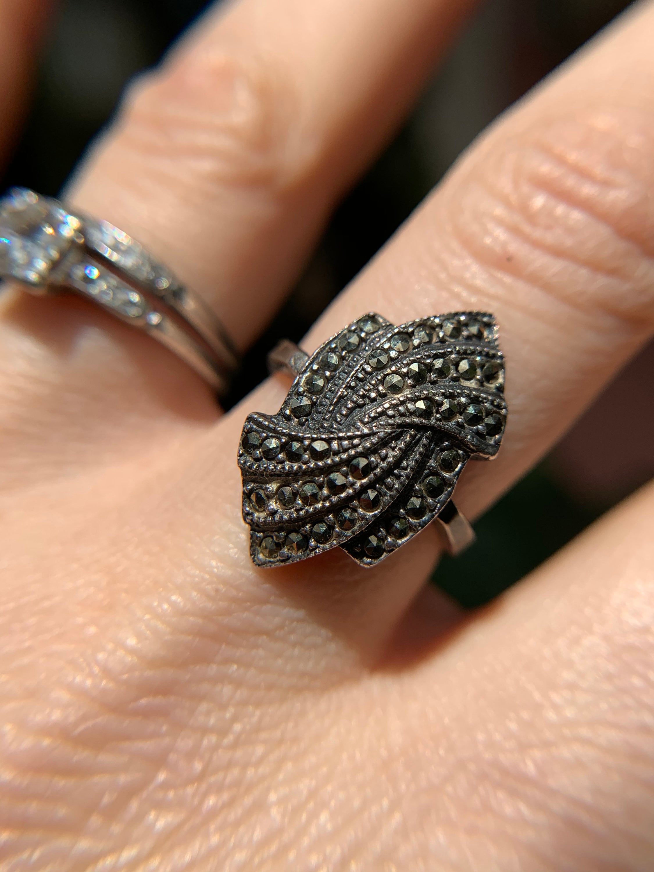 Vintage Sterling Silver Marcasite Ring