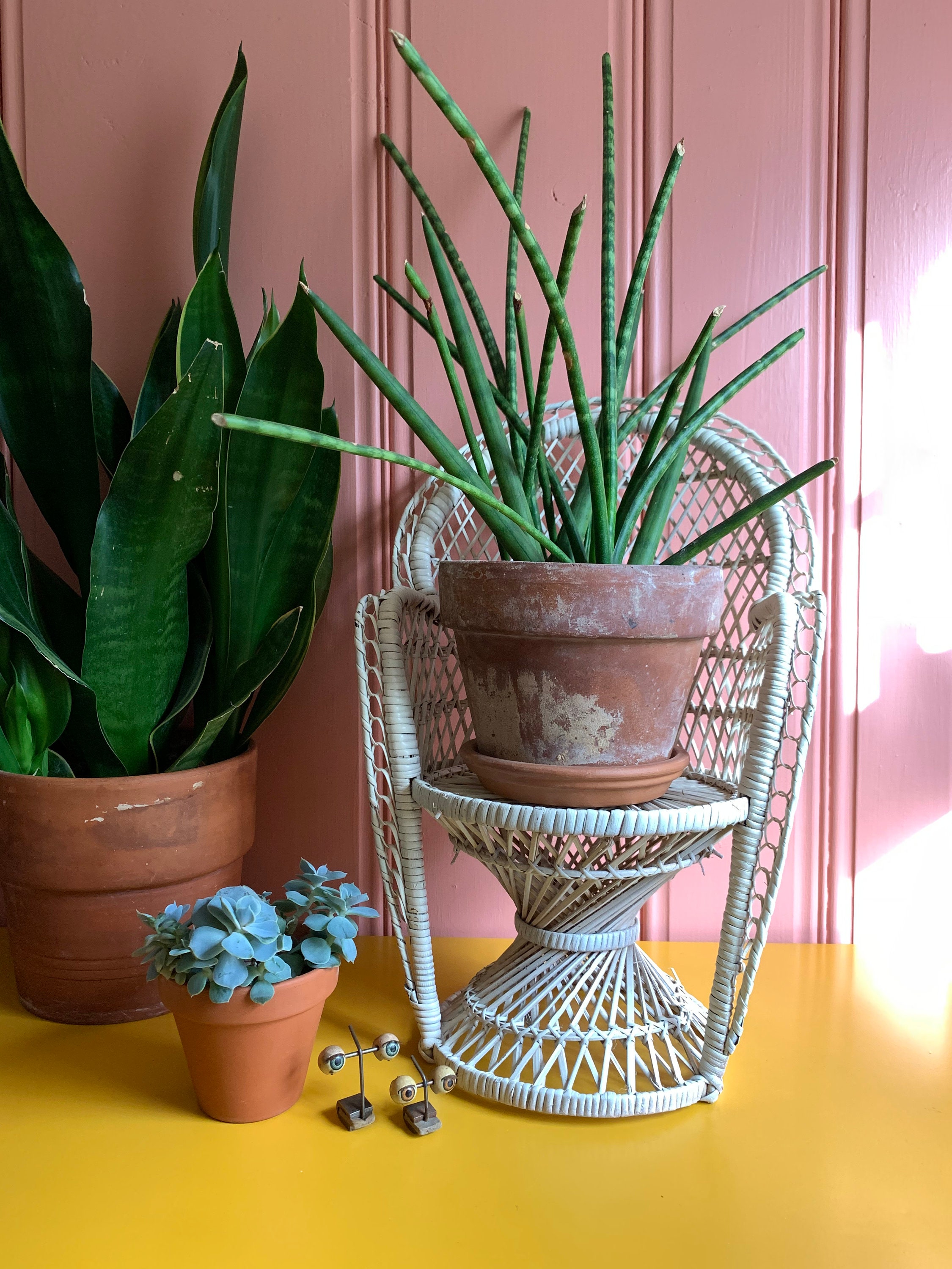Vintage Wicker/ Rattan Plant Stand Chair
