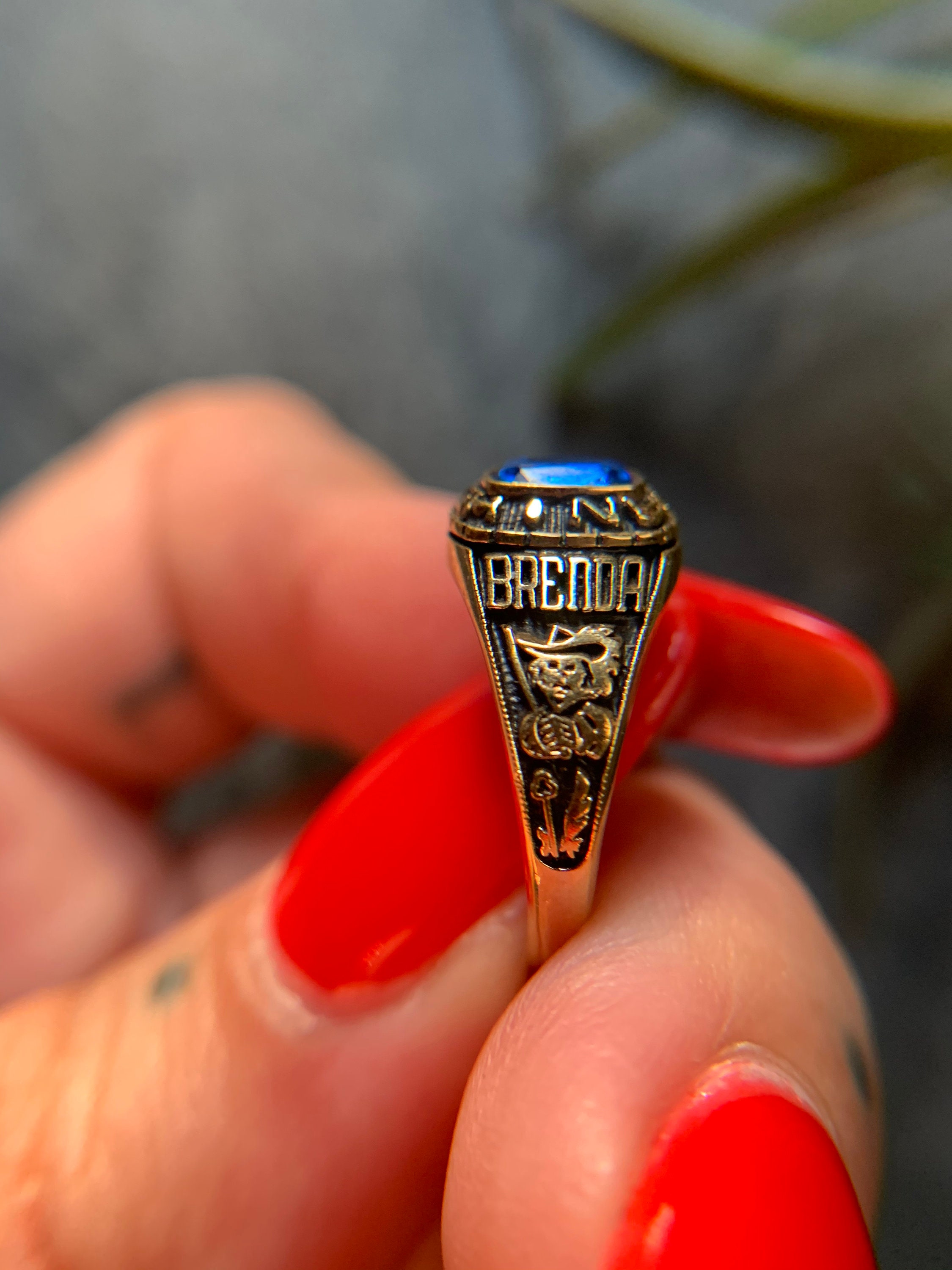 Vintage Class Ring With Blue Quartz