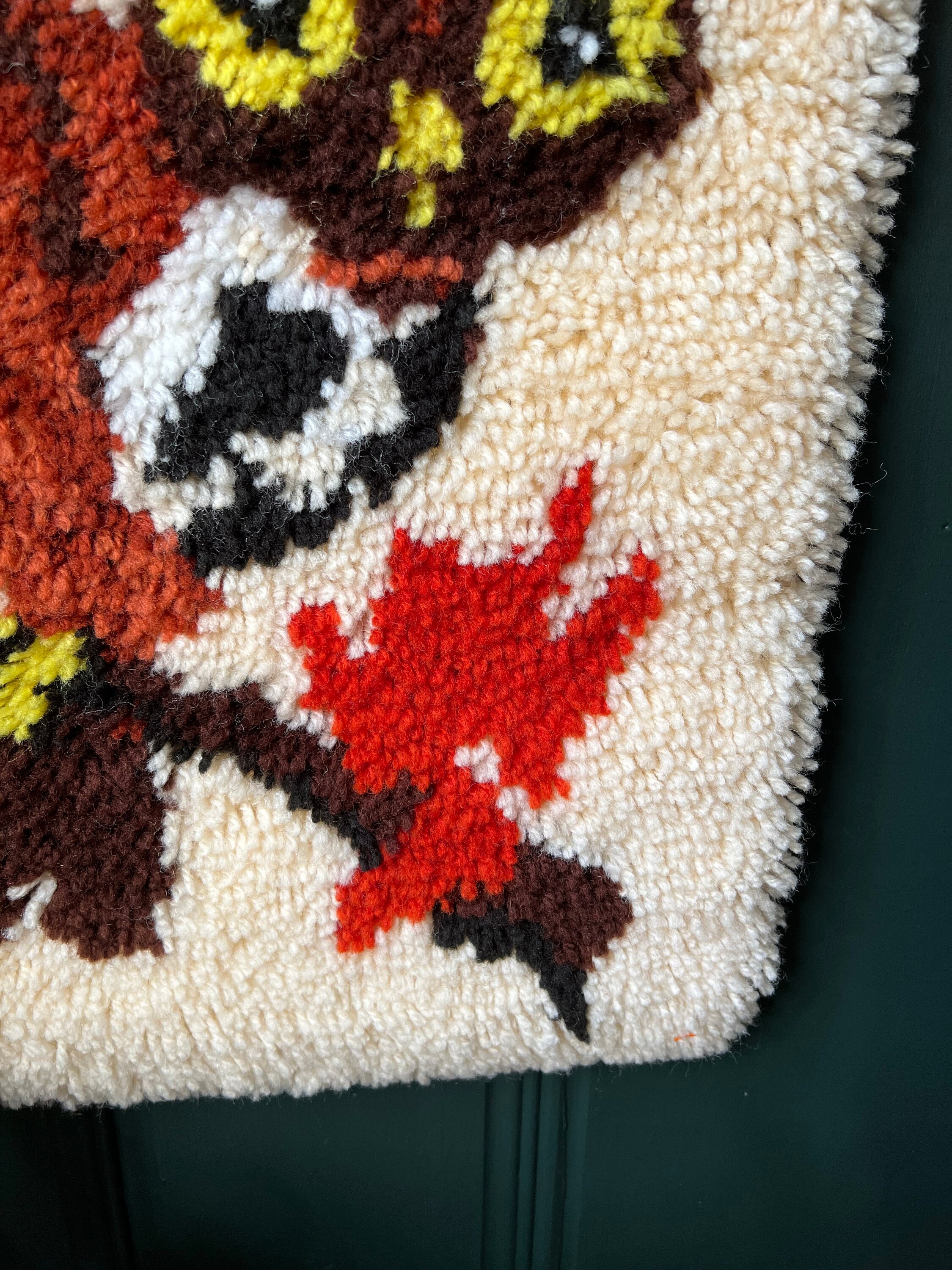 Large 1970's Hook Latch Tapestry/ Shag Rug Of Owls