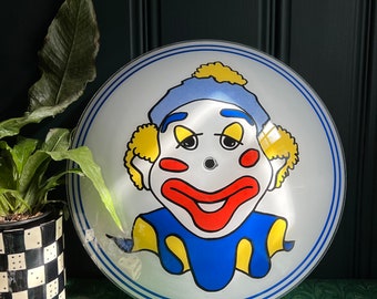 Vintage Glass Light Shade With Clown Head
