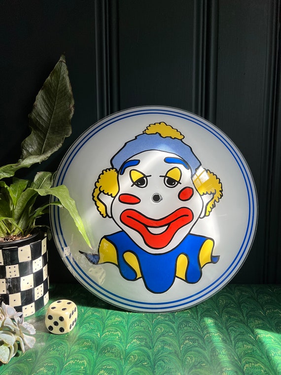 Vintage Glass Light Shade With Clown Head